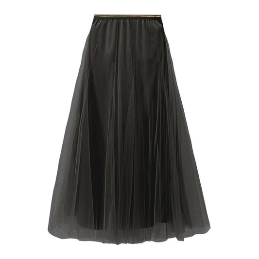 White Leaf Tulle Layer Skirt in Black LGQ23B