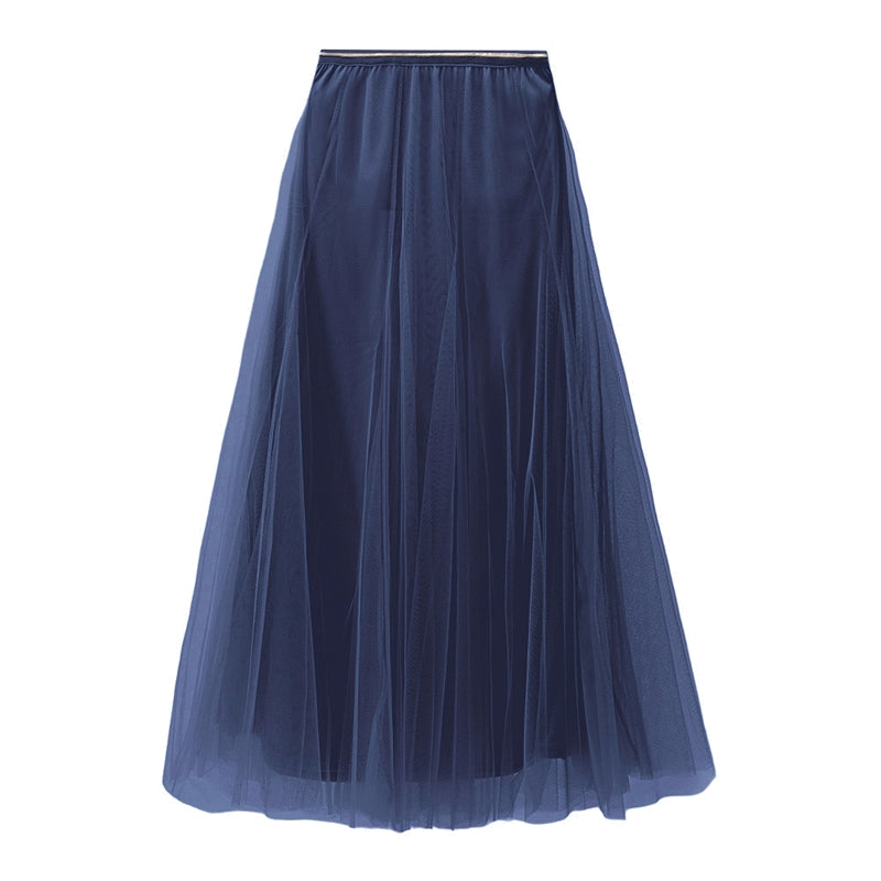 White Leaf Tulle Layer Skirt in Navy LGQ23N