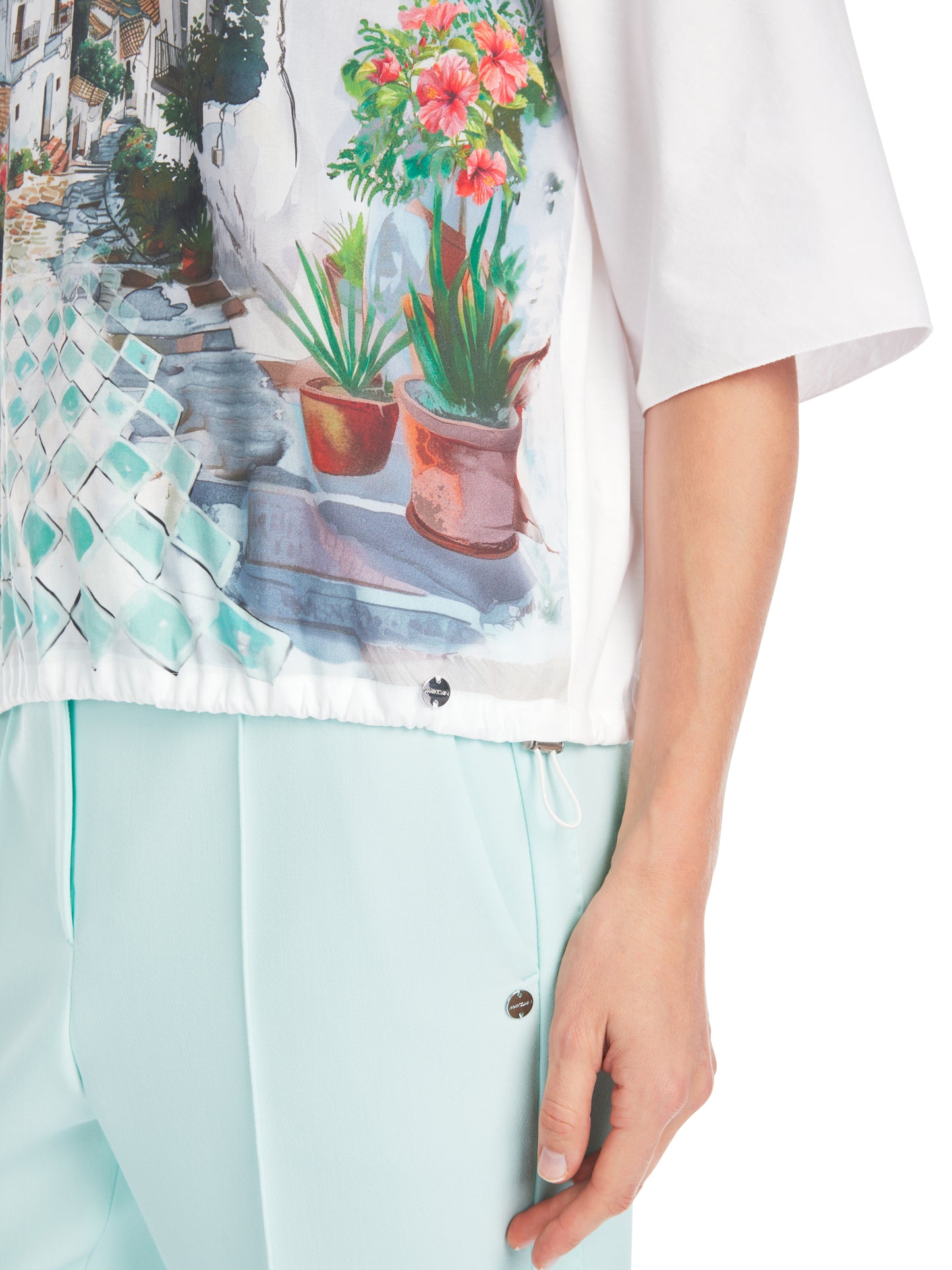 Marc Cain Collection Holiday Print Cotton Blouse YC5506J52