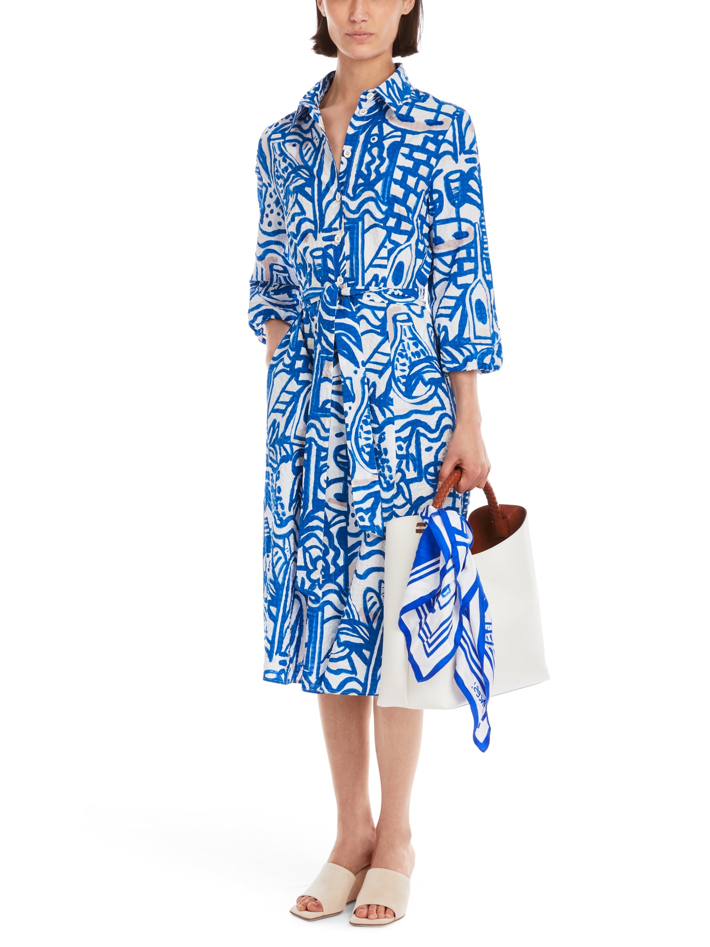 Marc Cain Collections Royal/White Print Dress YC2137W68