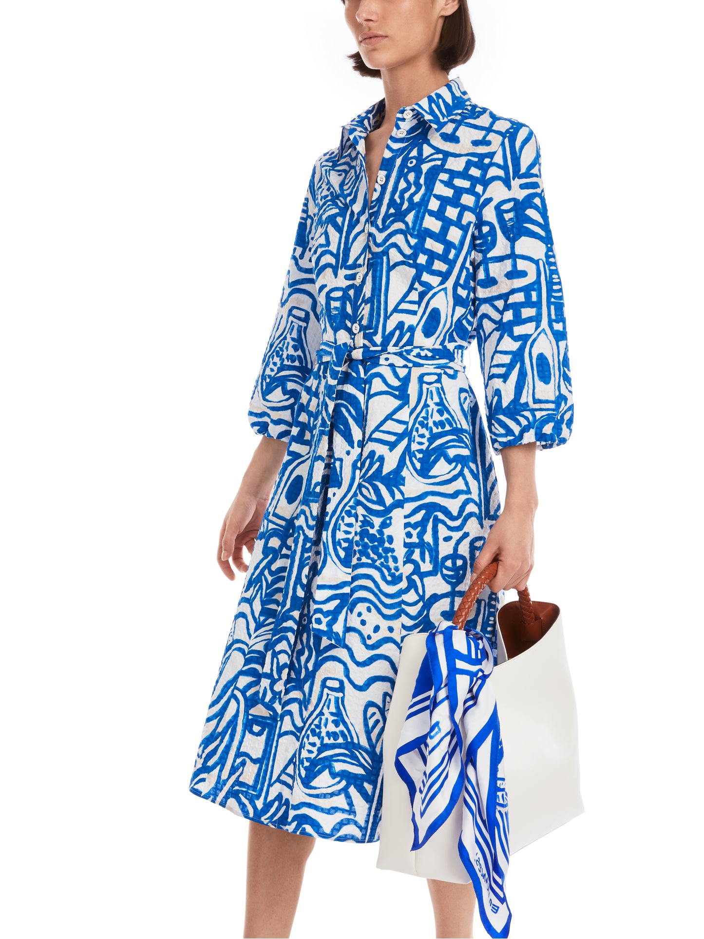 Marc Cain Collections Royal/White Print Dress YC2137W68
