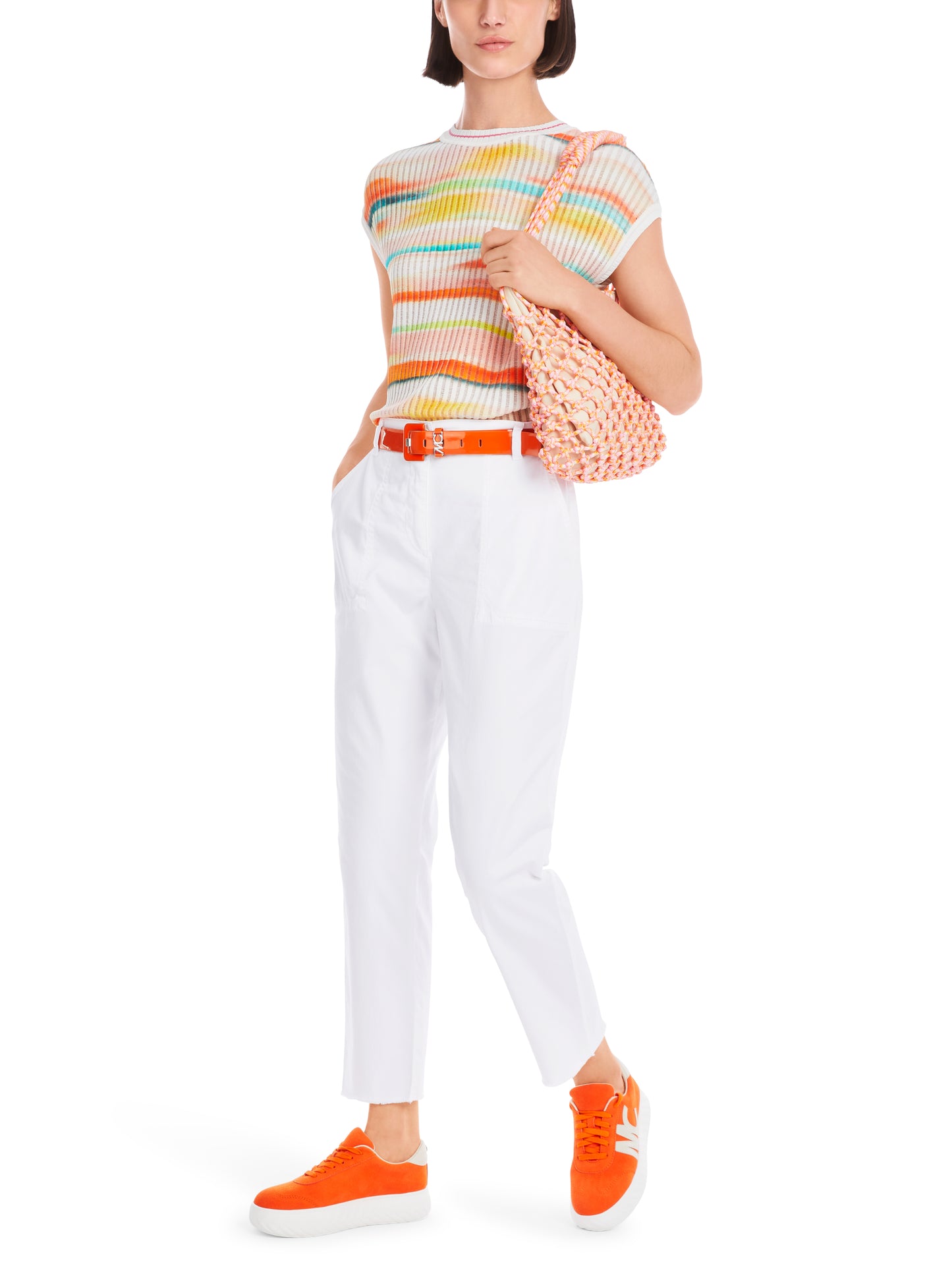 Marc Cain Sports White Cotton Stretch Trousers YS8150W34