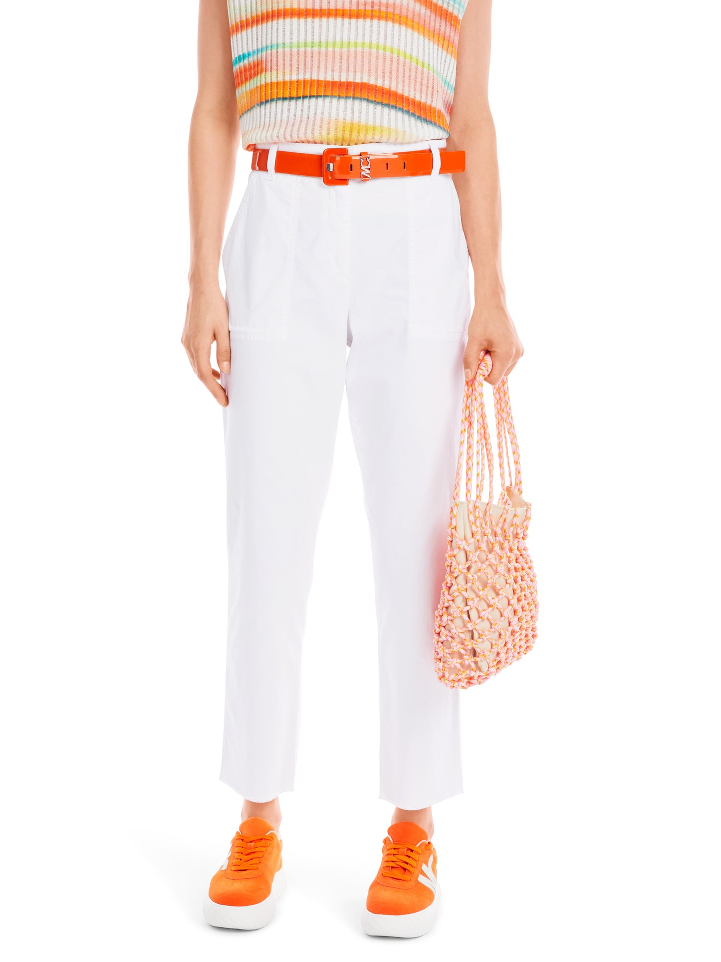 Marc Cain Sports White Cotton Stretch Trousers YS8150W34