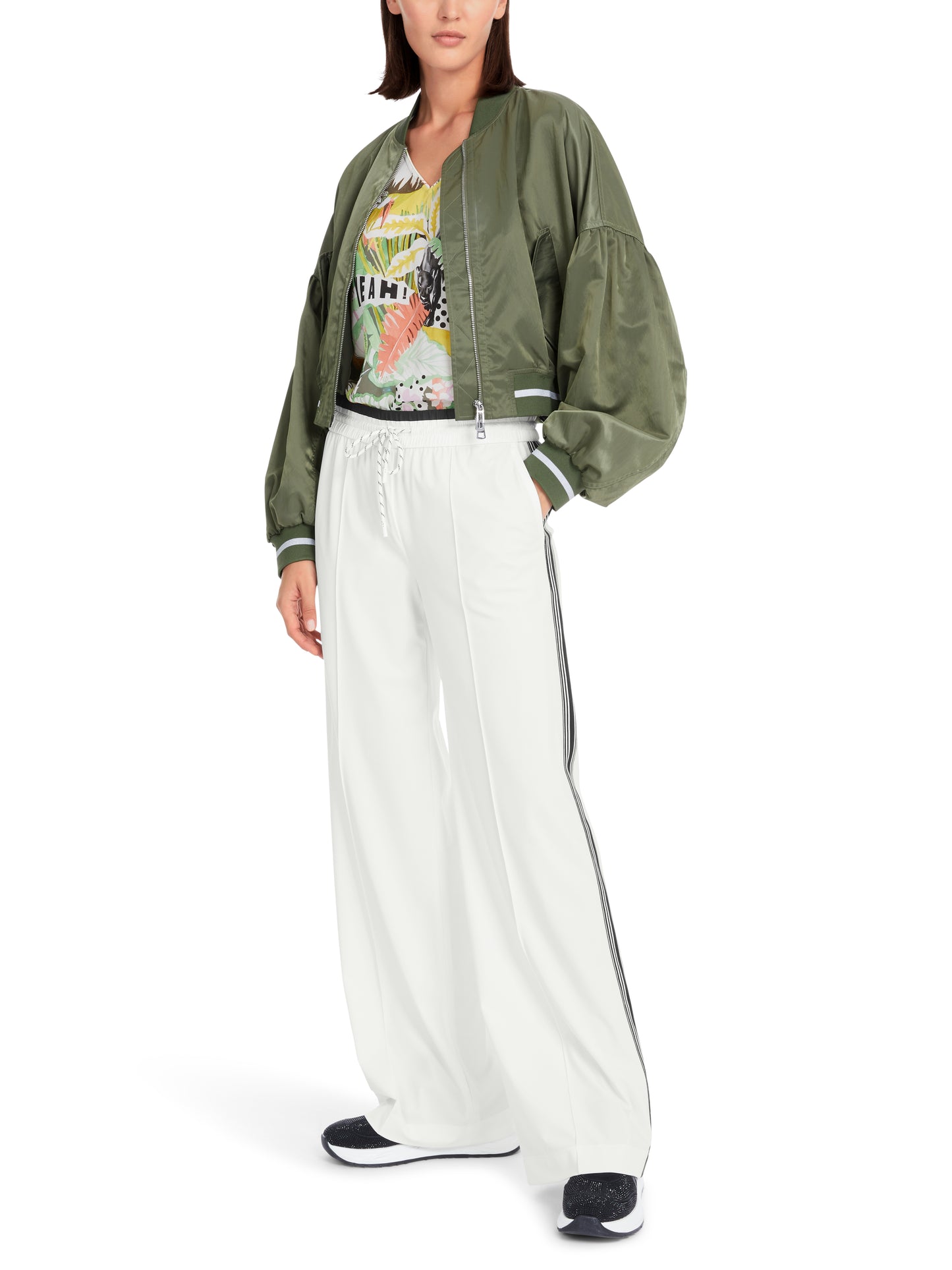 Marc Cain Sport White Side Stripe Trousers YS8141J40