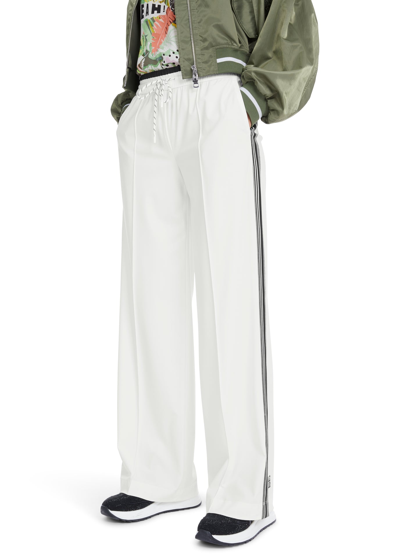 Marc Cain Sport White Side Stripe Trousers YS8141J40