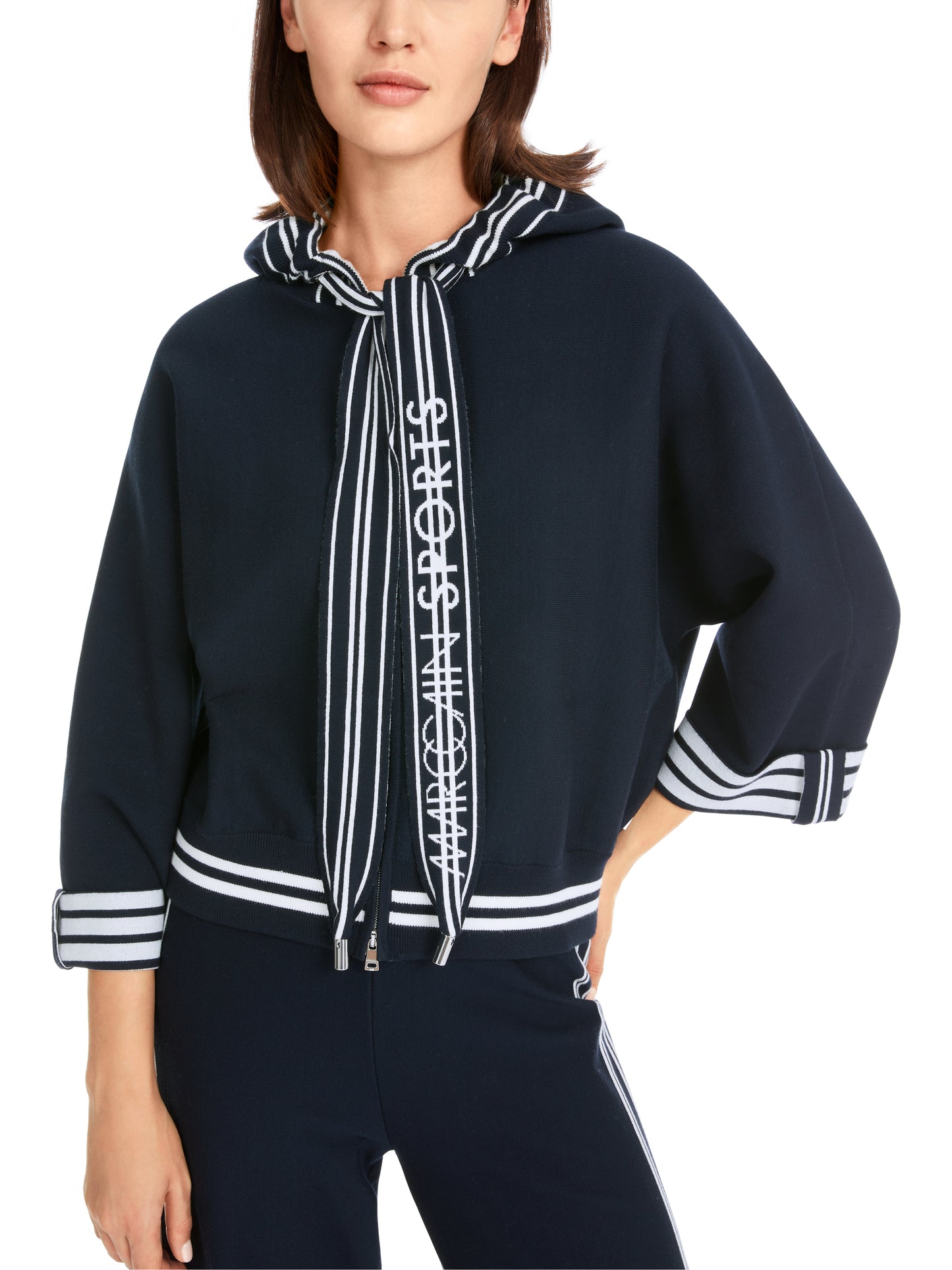 Marc Cain Sport Hooded Stripe Edge Cardigan YS3905M57