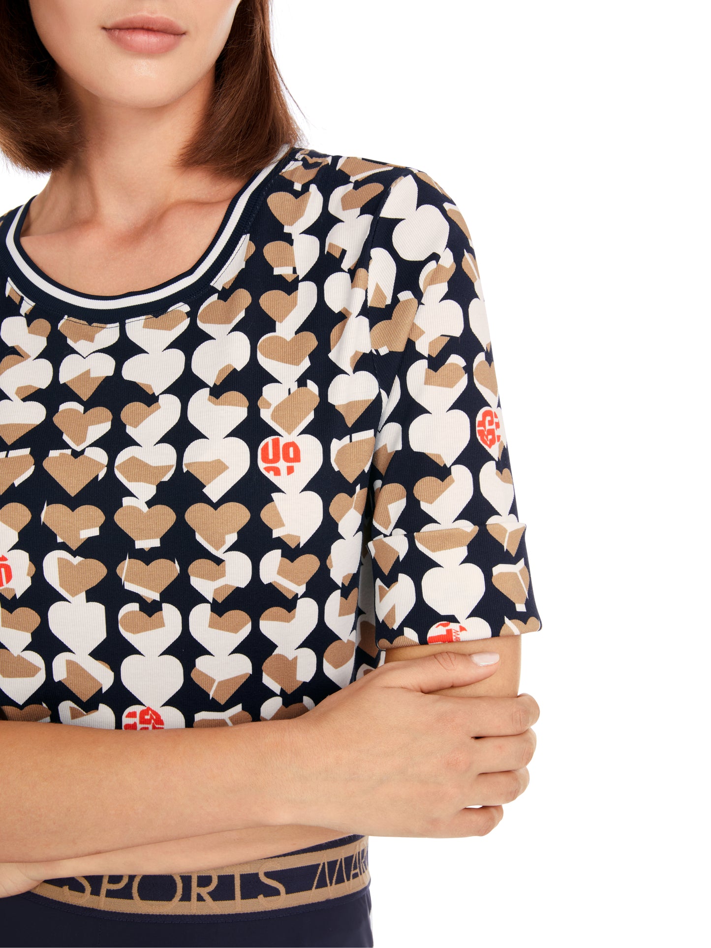 Marc Cain Sport Heart Print Jersey Top YS4838J07