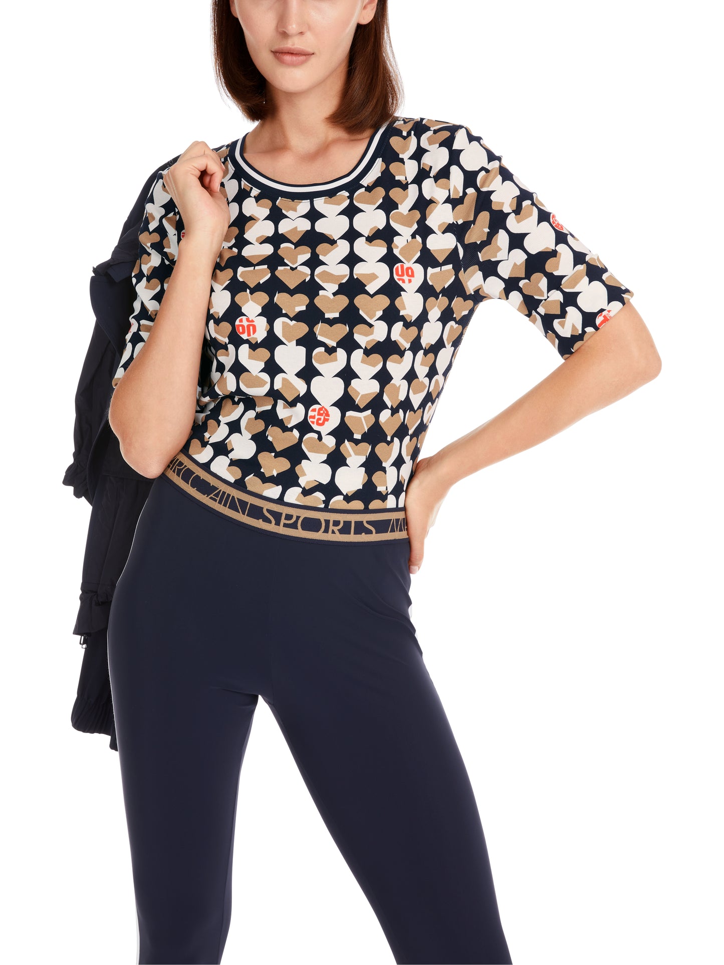 Marc Cain Sport Heart Print Jersey Top YS4838J07