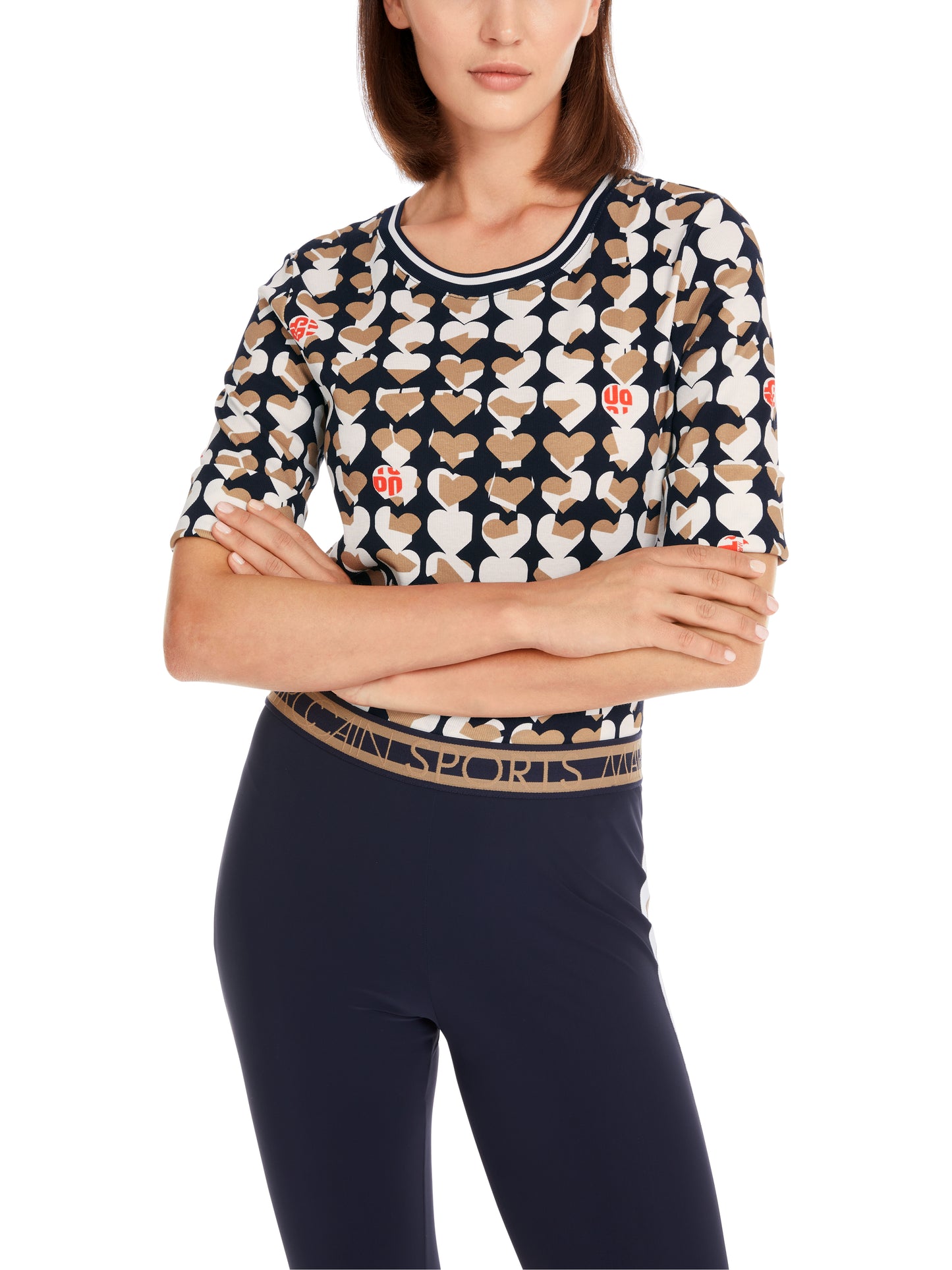 Marc Cain Sport Heart Print Jersey Top YS4838J07