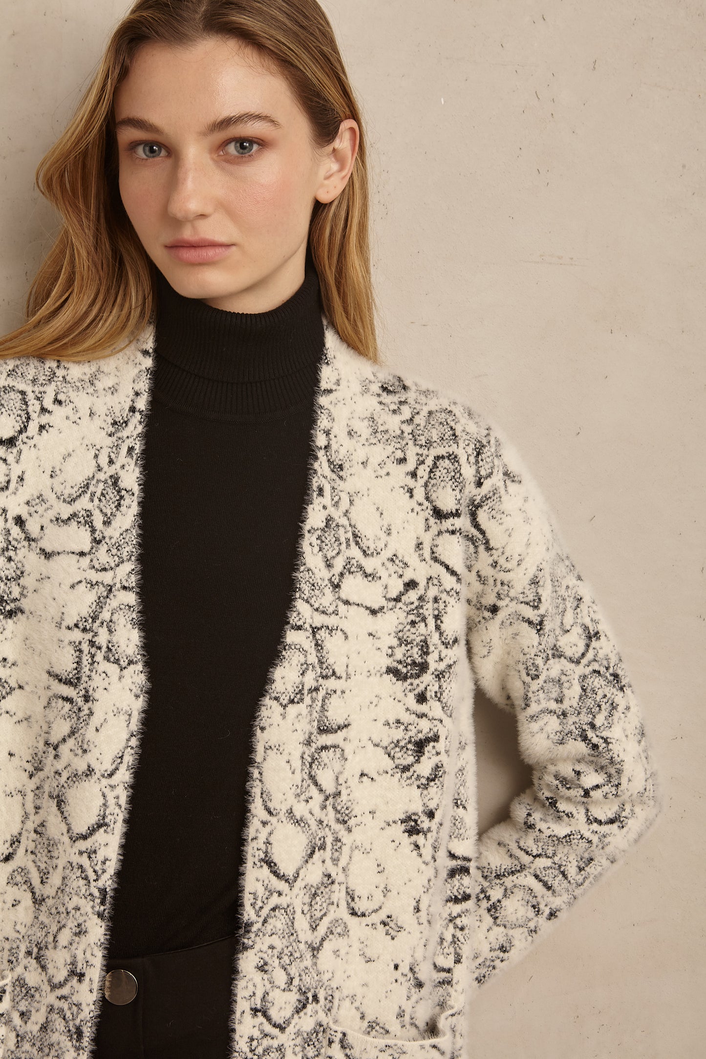 Marina V Snake Print Cardigan