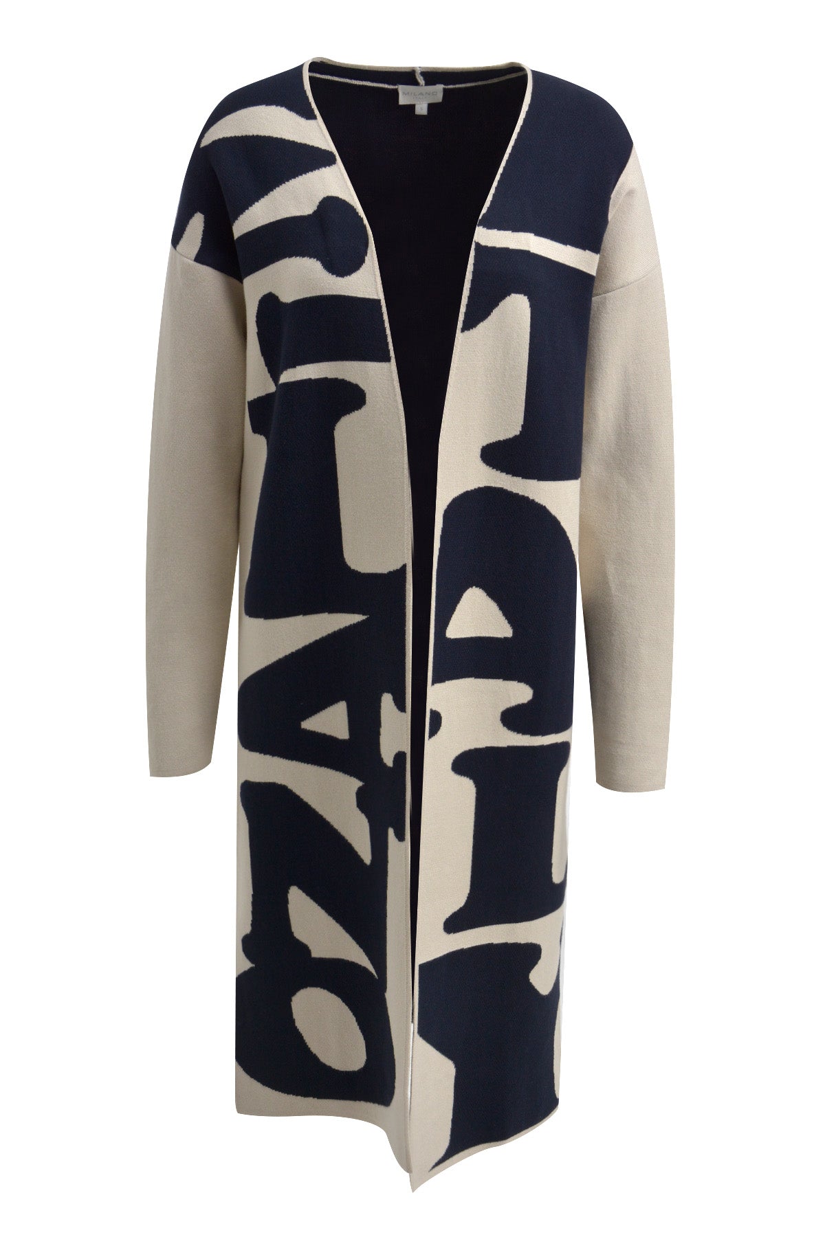 Milano Word Print Longline Cardigan