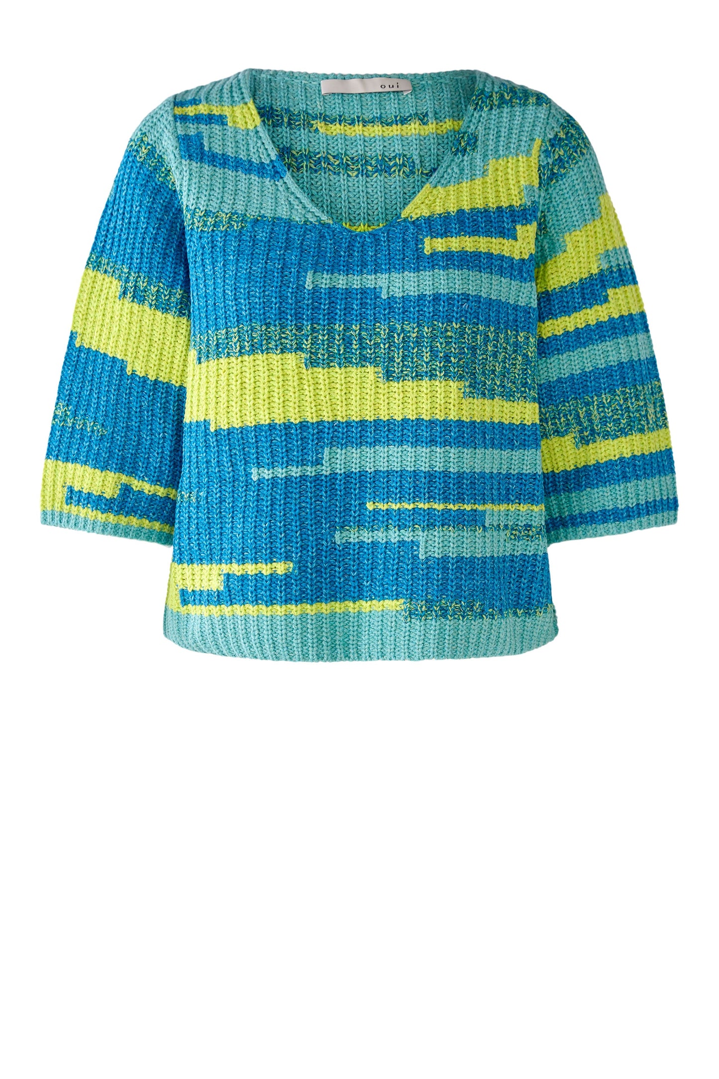 Oui Lime & Turquoise Sweater