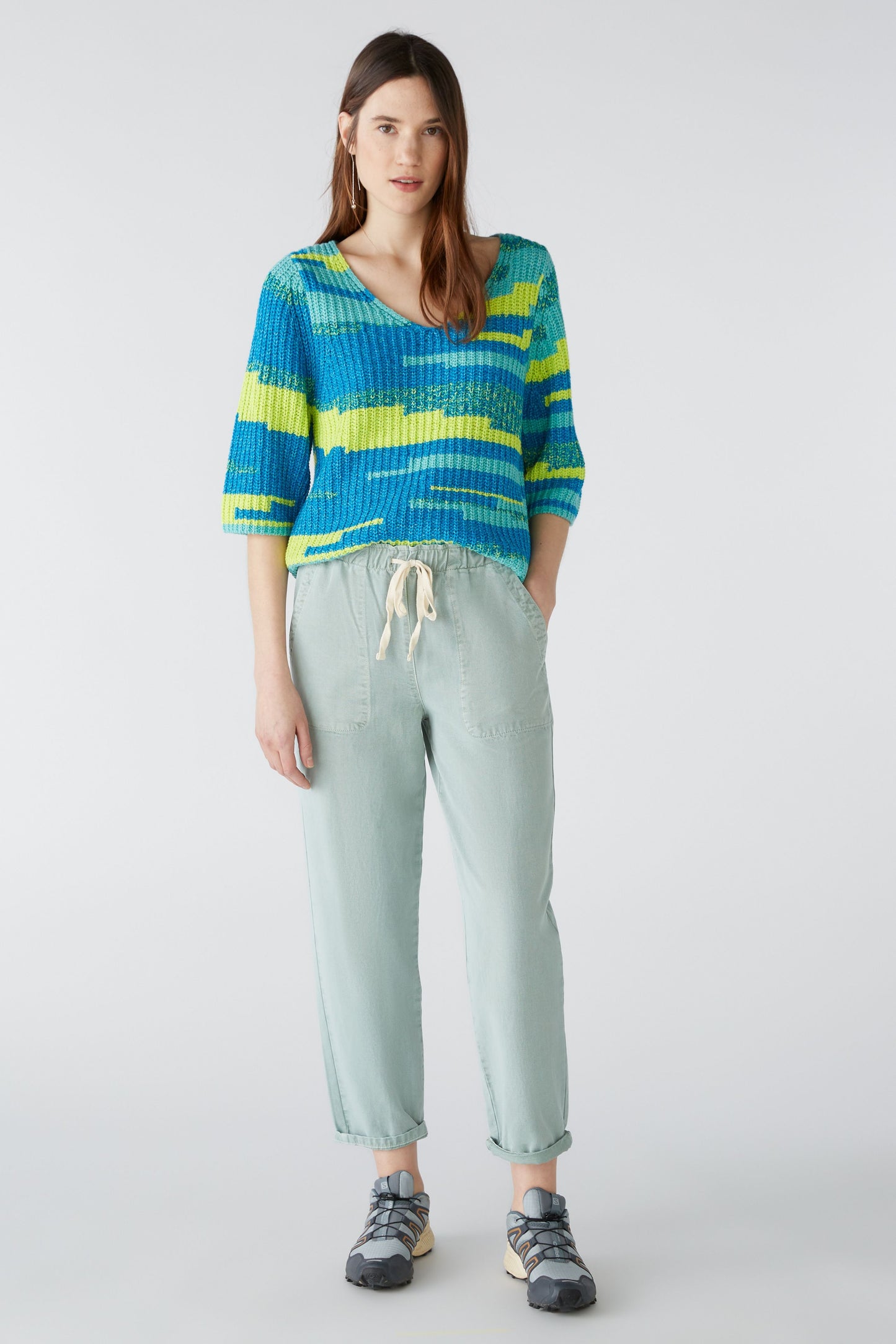 Oui Lime & Turquoise Sweater