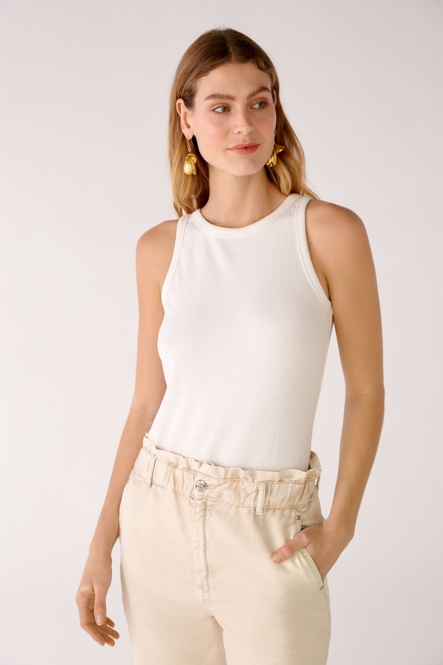 Oui White Rib Vest