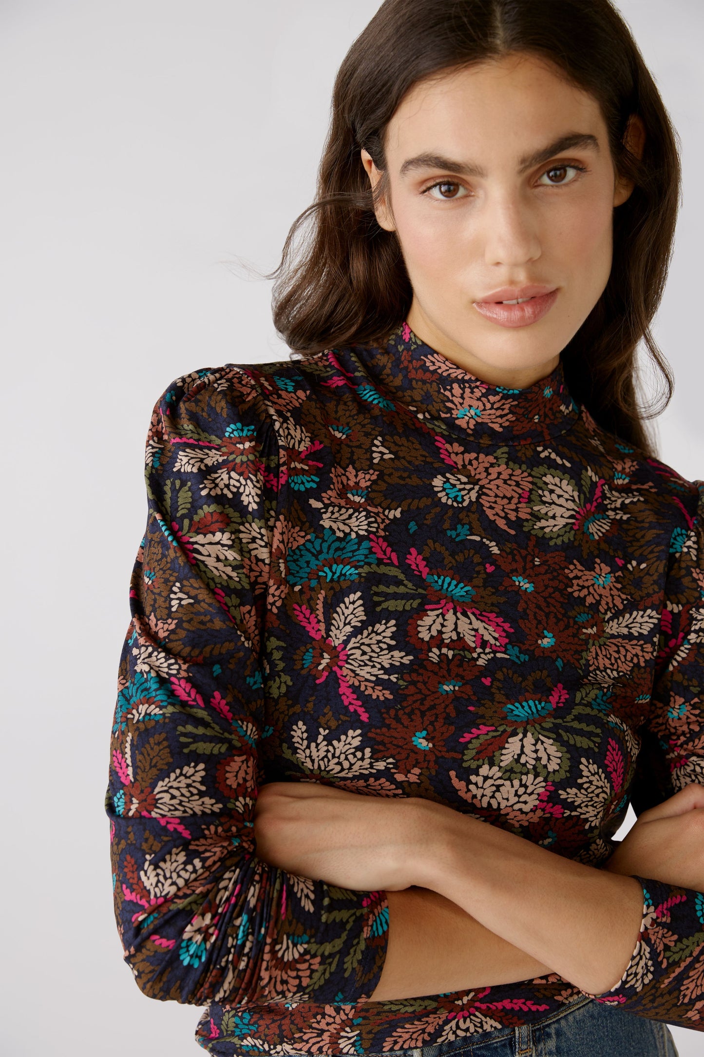Oui Floral High Neck Top