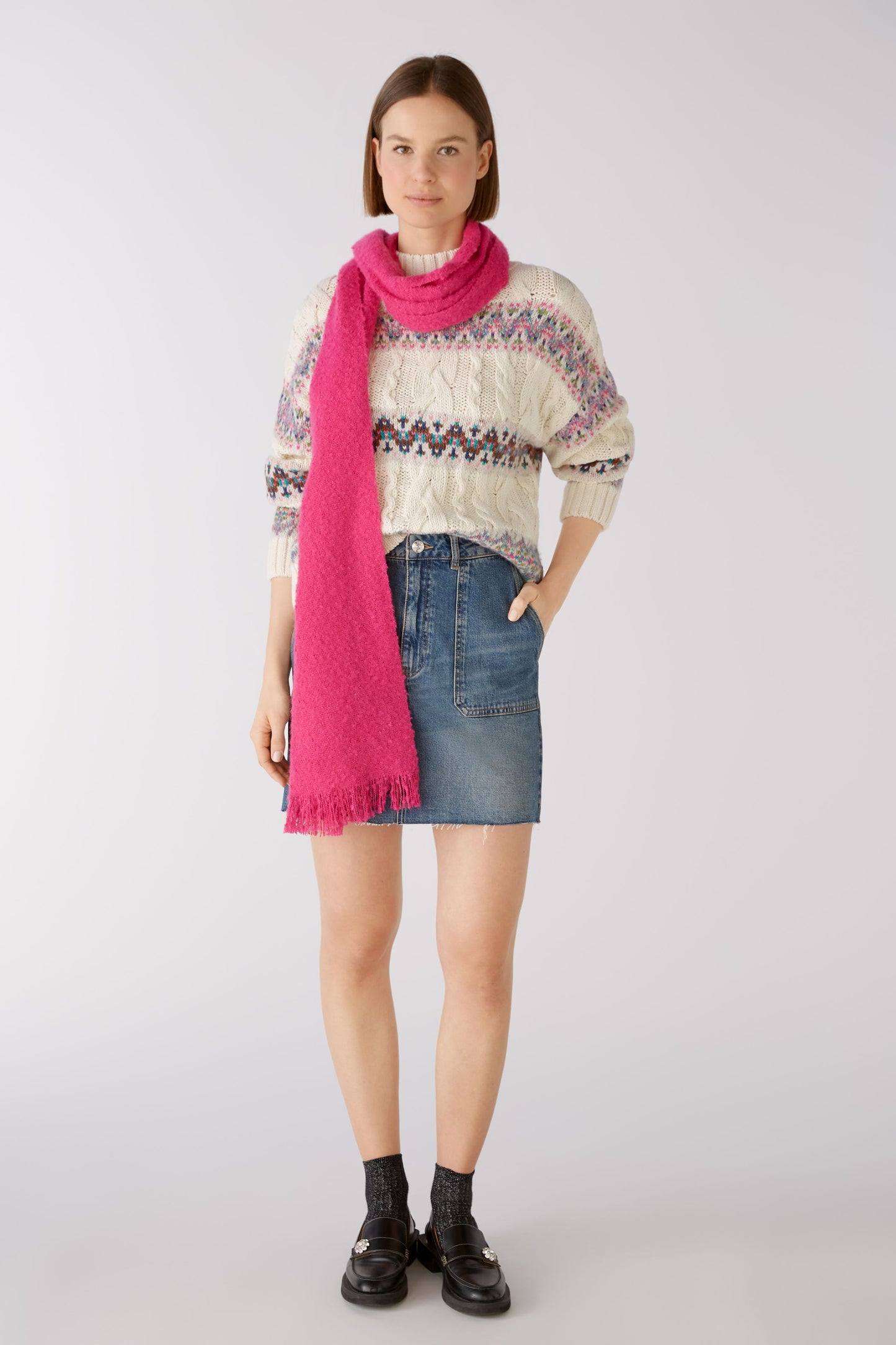 Oui Bright Pink Chunky Scarf