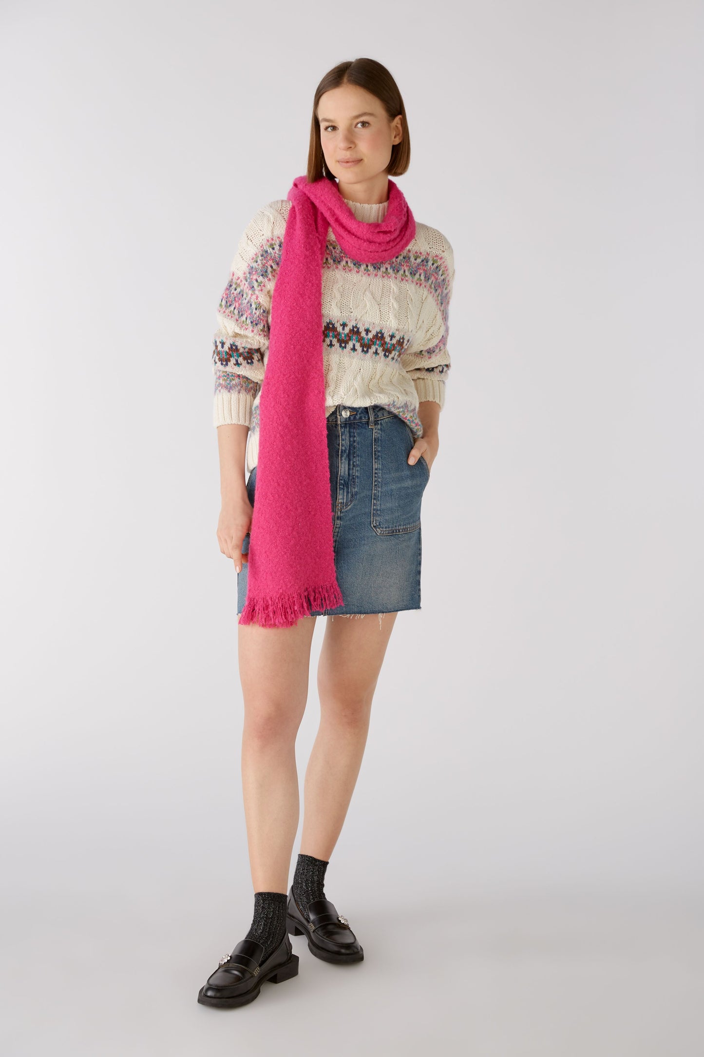 Oui Bright Pink Chunky Scarf