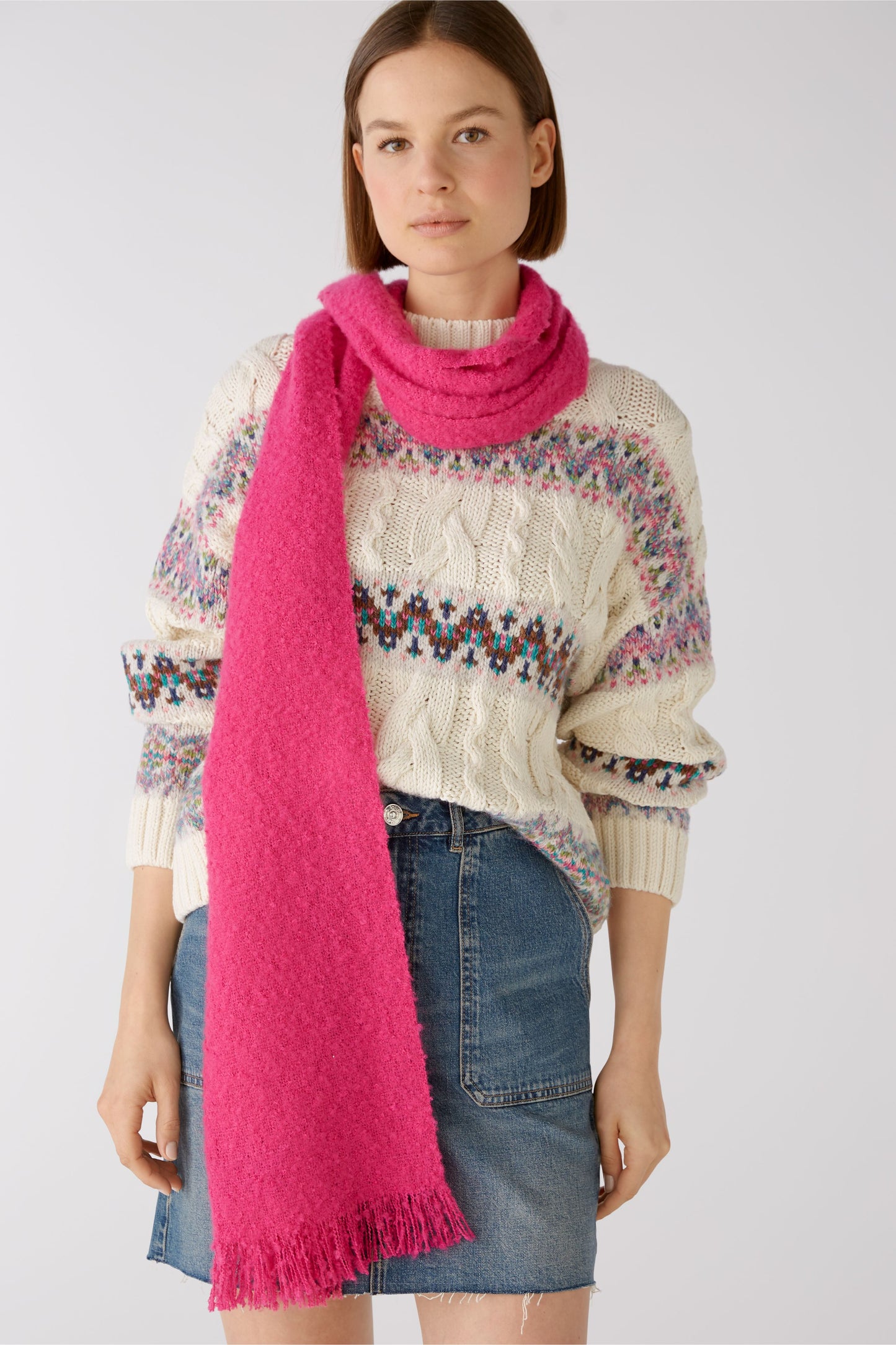 Oui Bright Pink Chunky Scarf