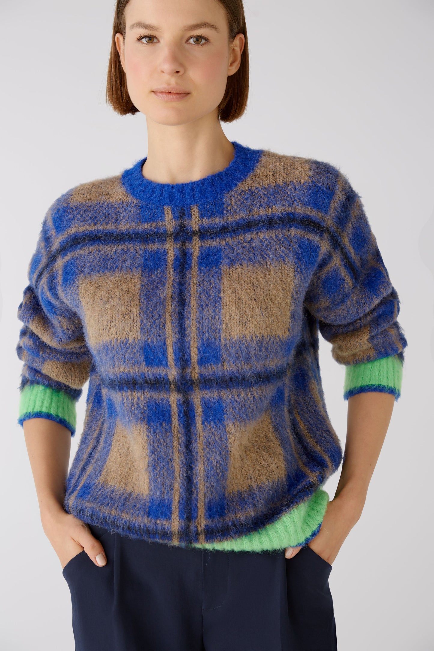 Oui Check Mohair Sweater