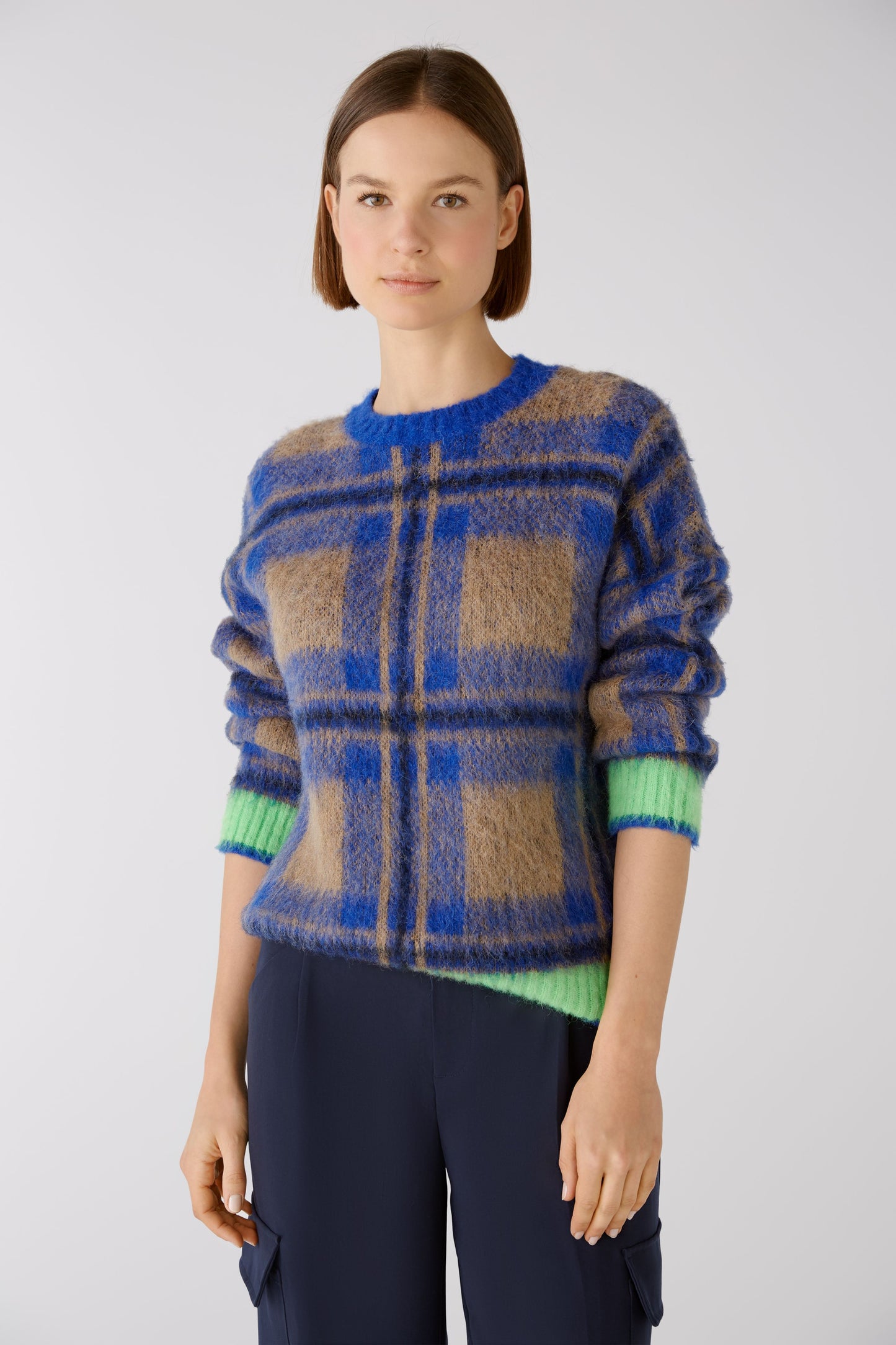 Oui Check Mohair Sweater