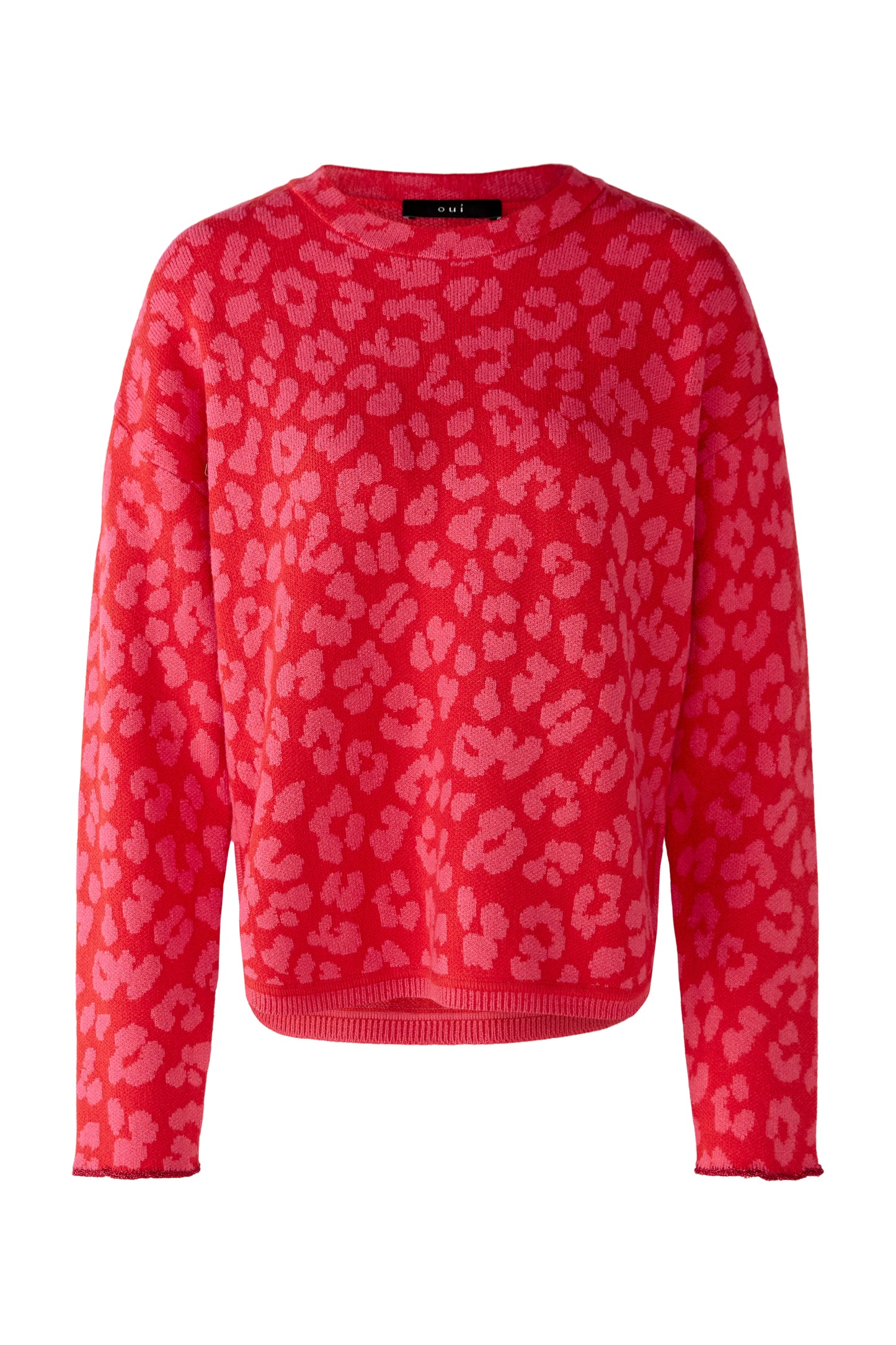 Oui Red & Pink Animal Print Sweater