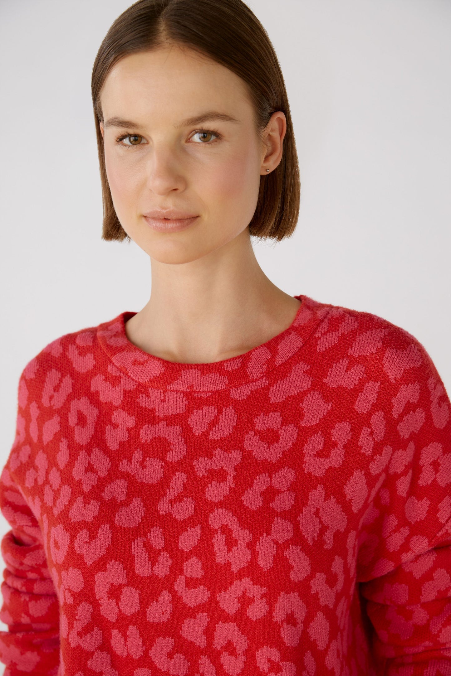 Oui Red & Pink Animal Print Sweater