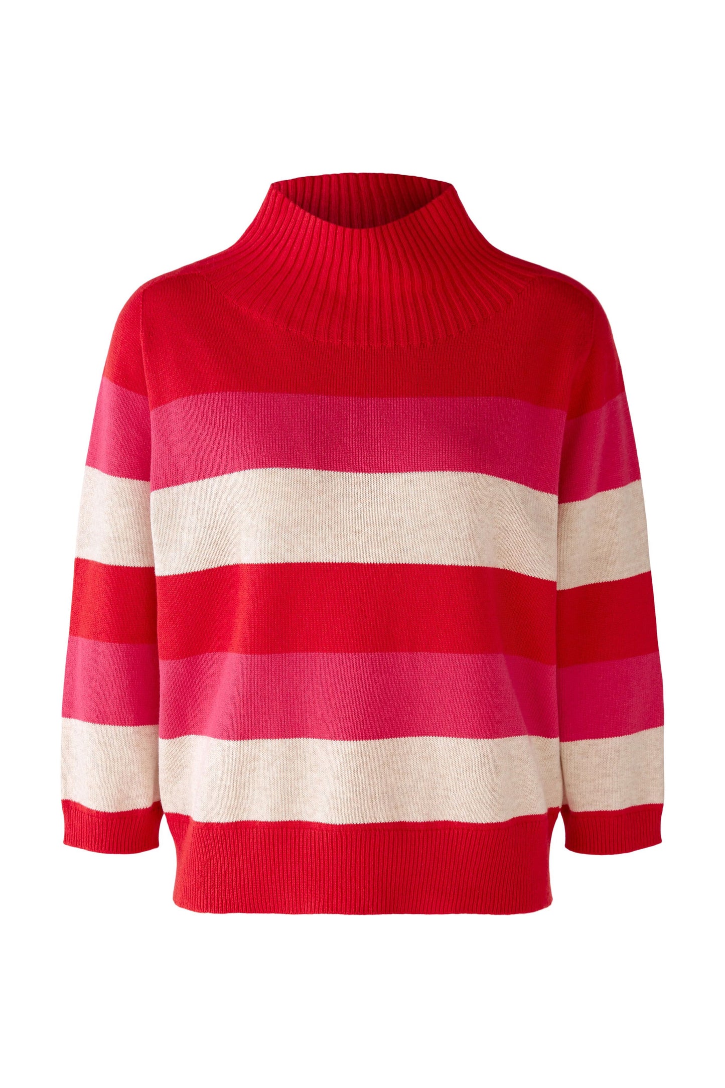 Oui Red & Pink Striped Sweater