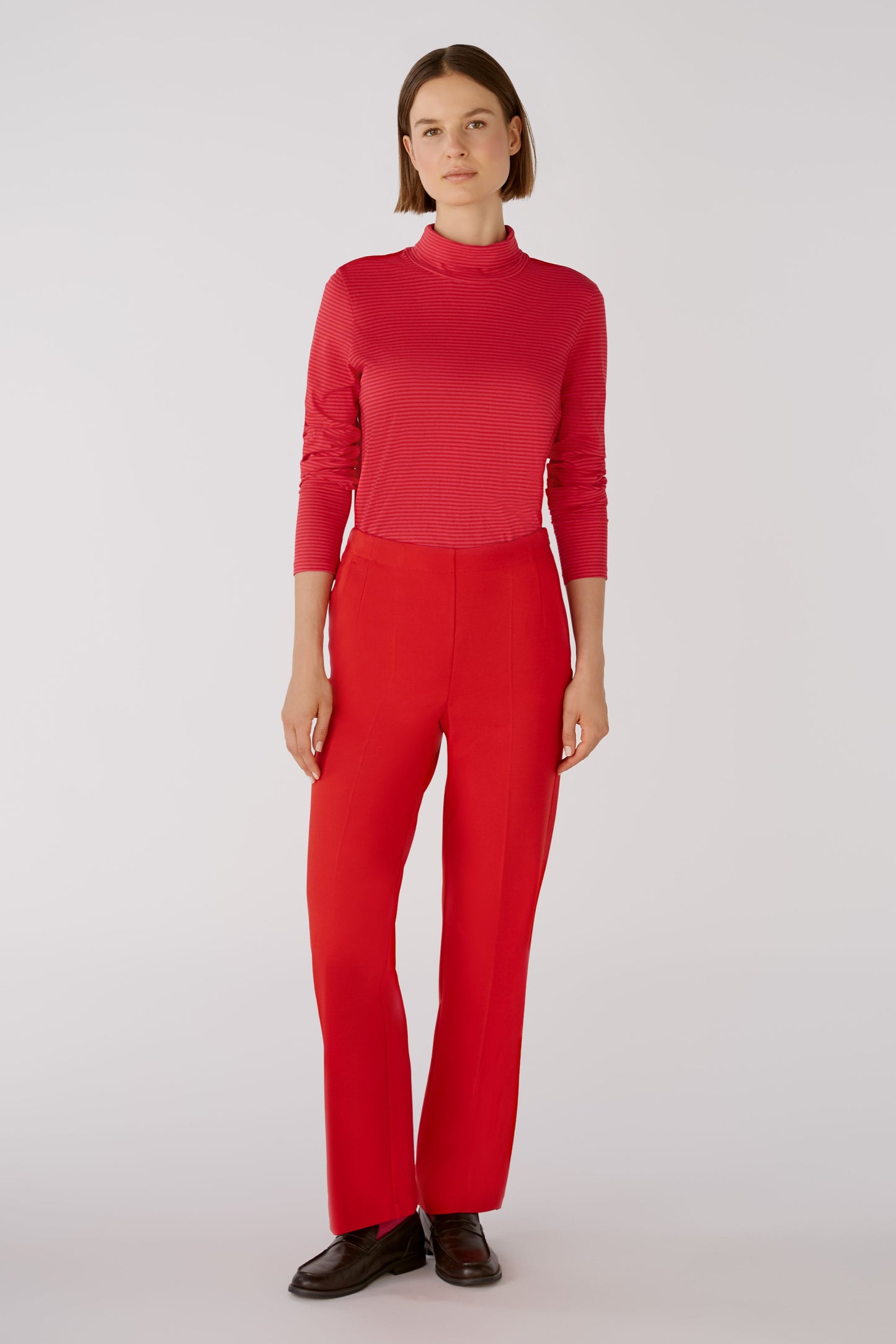 Oui Red & Pink Stripe Top