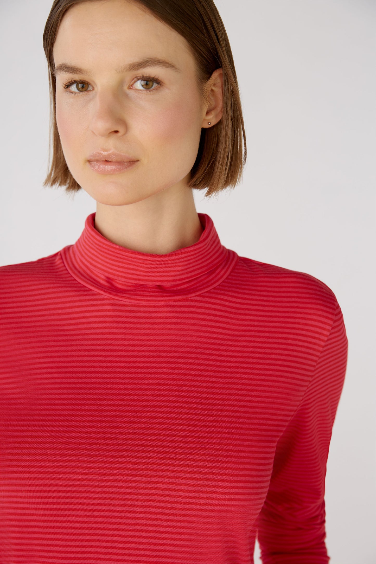 Oui Red & Pink Stripe Top