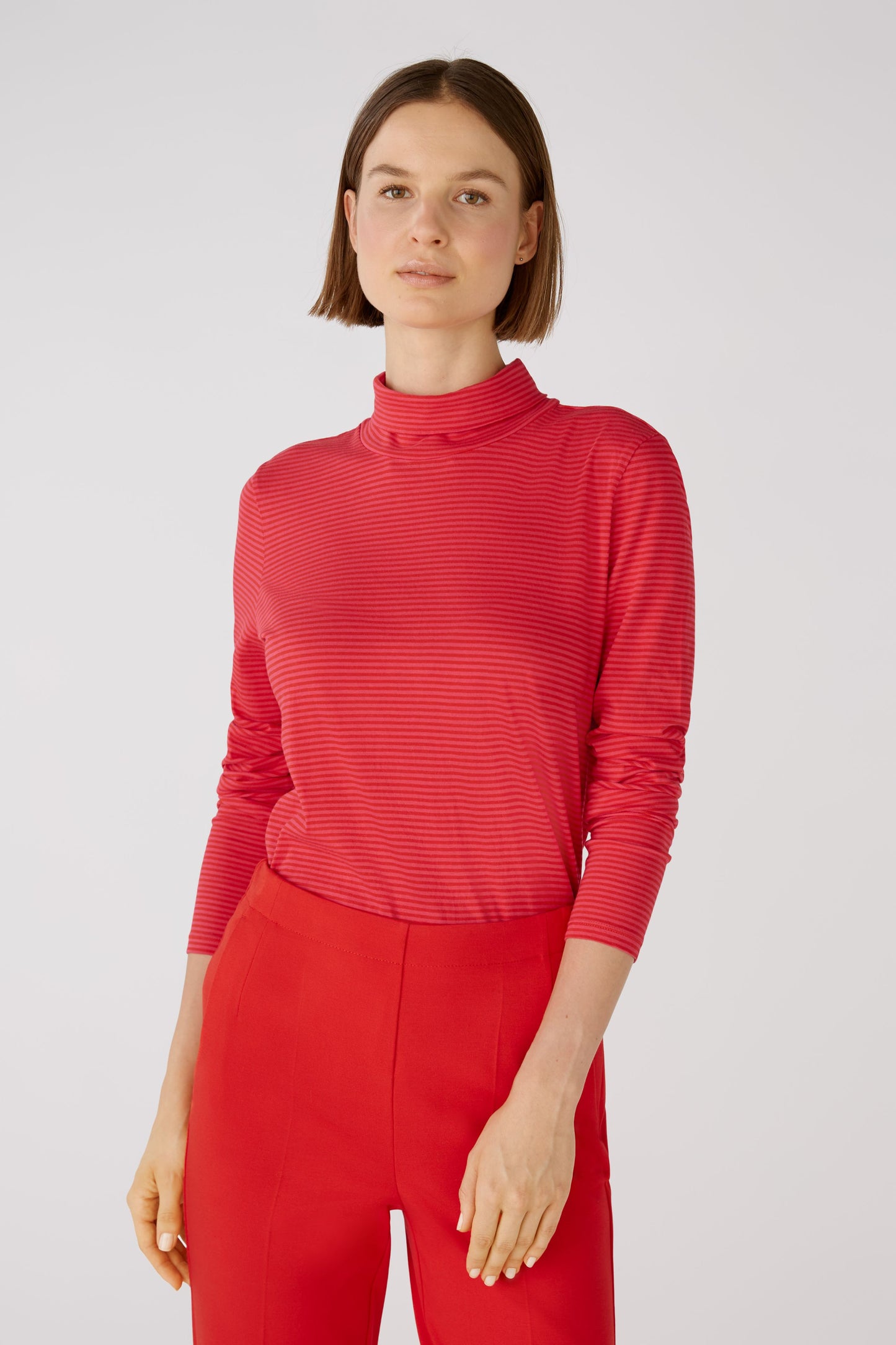 Oui Red & Pink Stripe Top