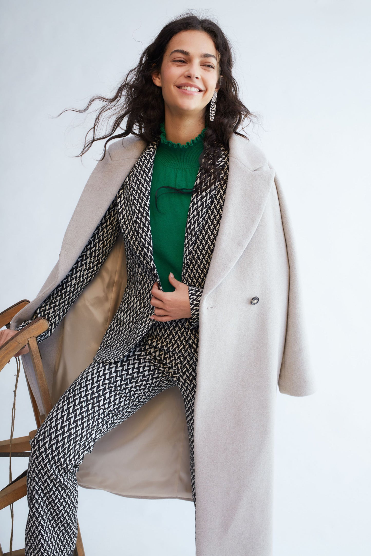 Oui Geometric Print Trousers