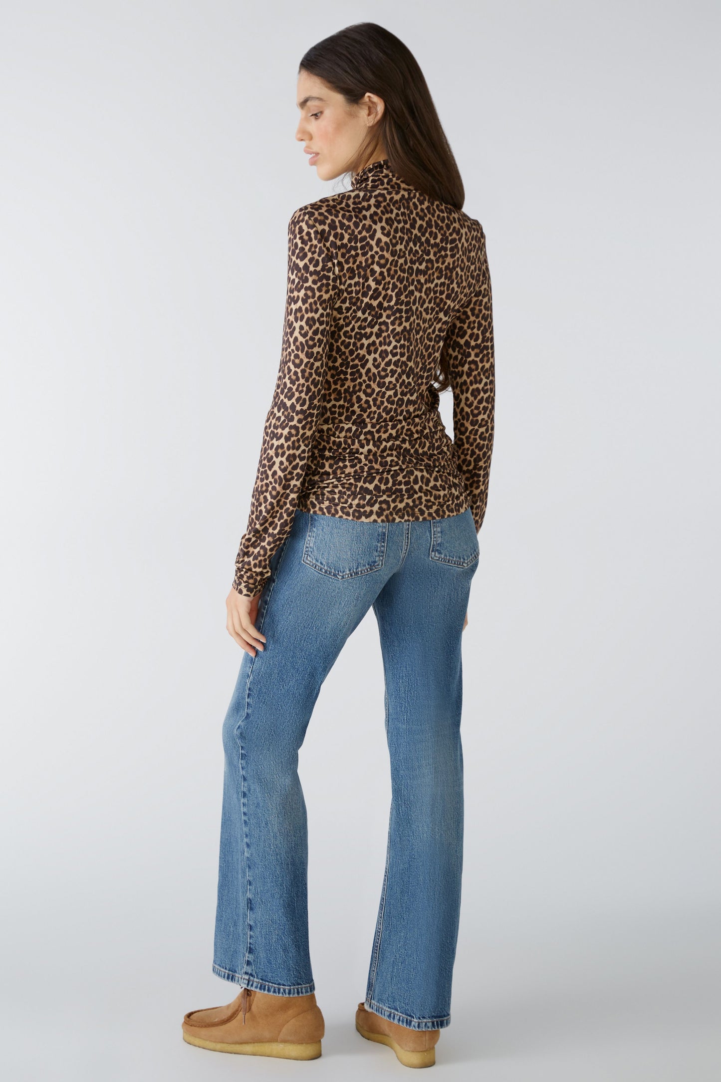 Oui Animal Print High Neck Top