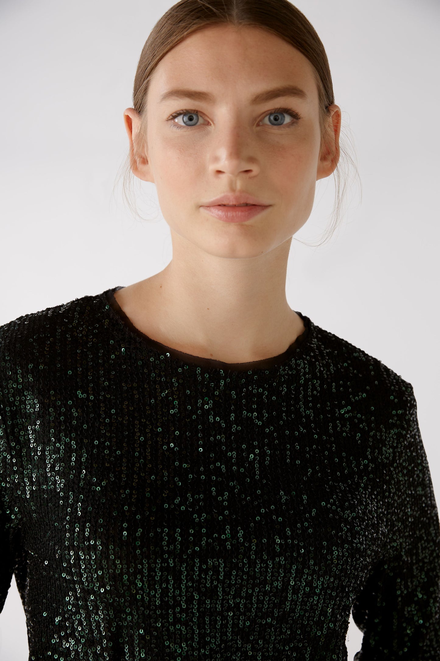 Oui Green Sequin Top