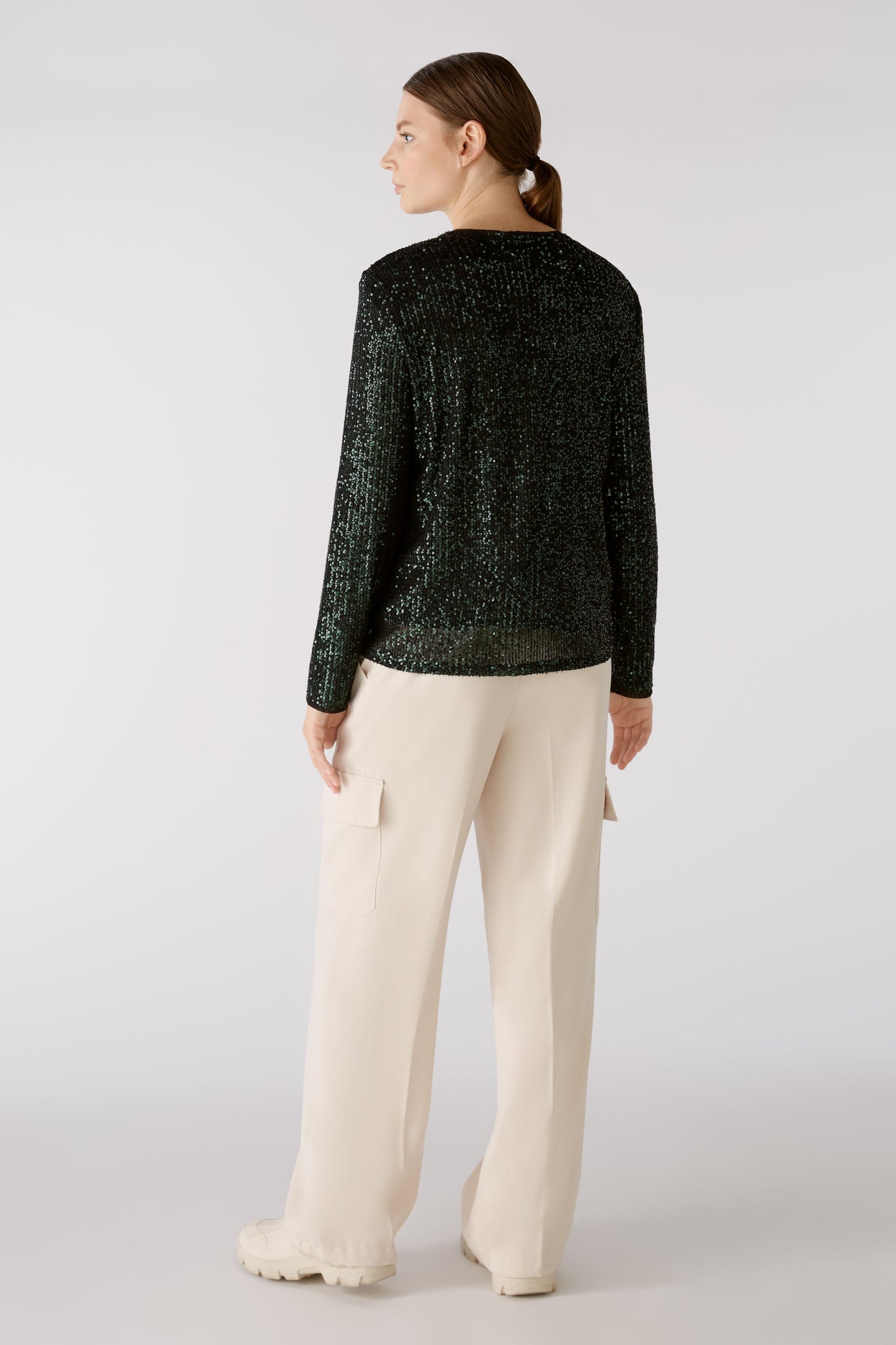 Oui Green Sequin Top