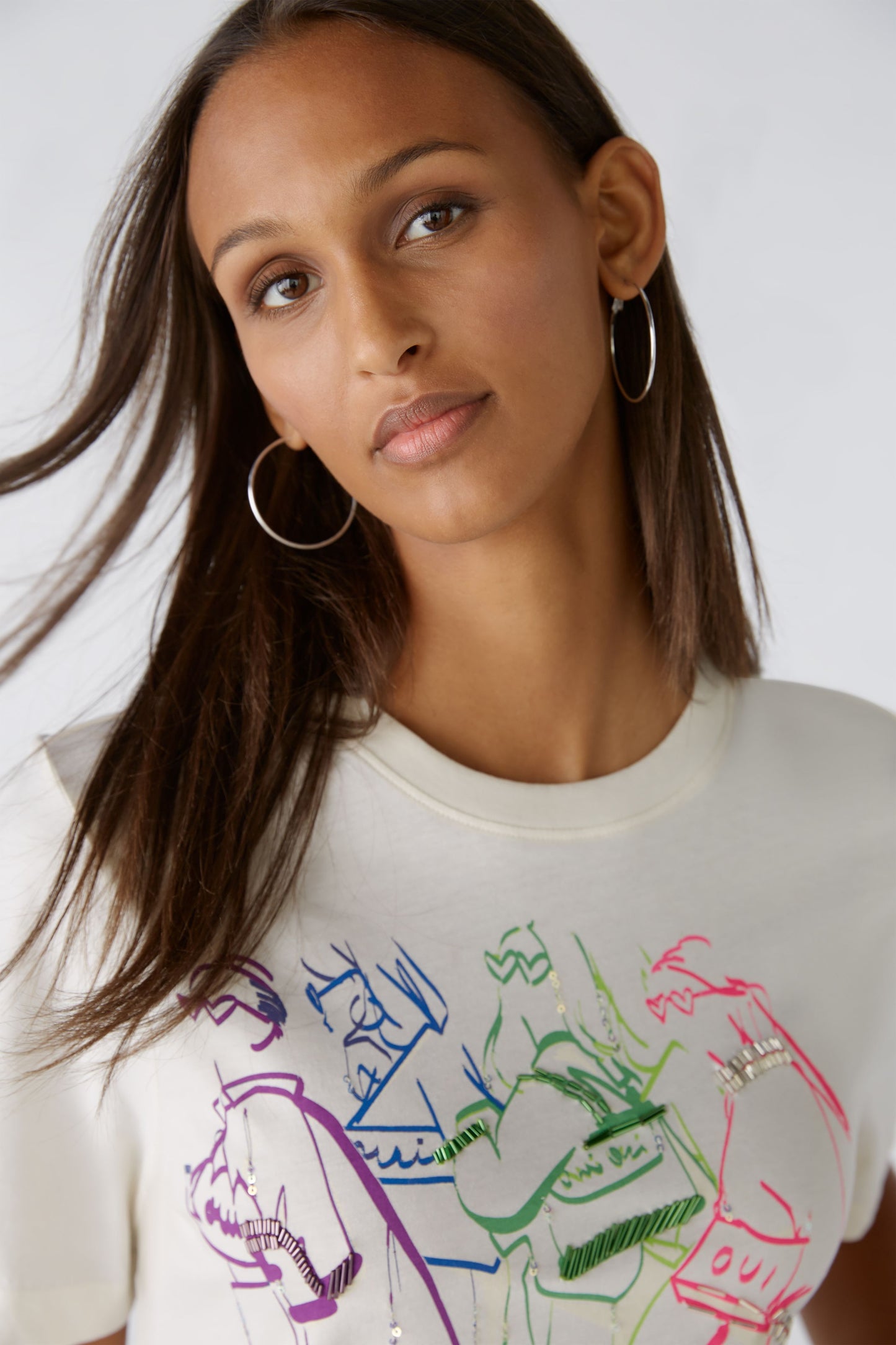 Oui 87390 t-shirt with logo front