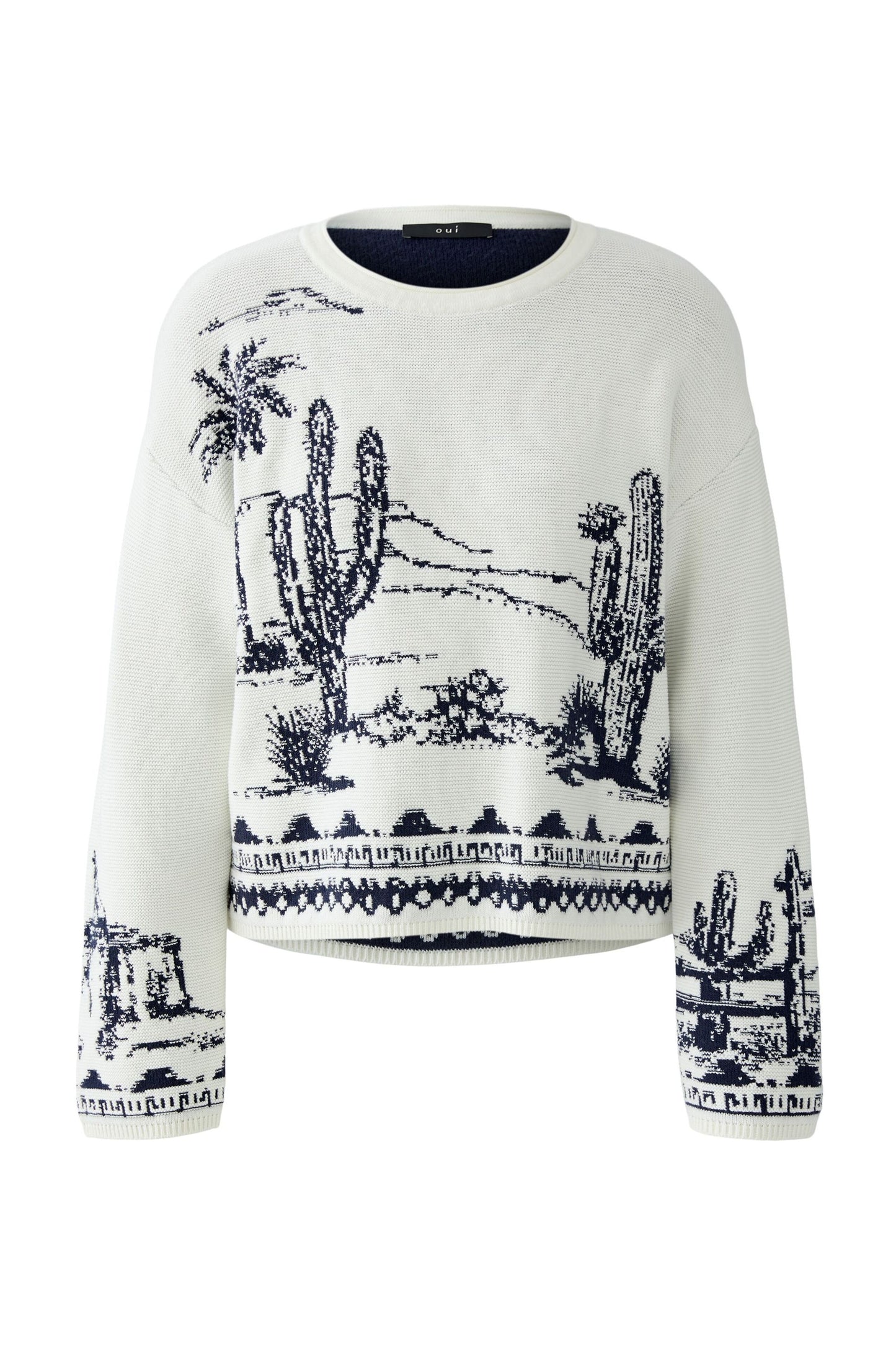 Oui Cactus Print Sweater 94263