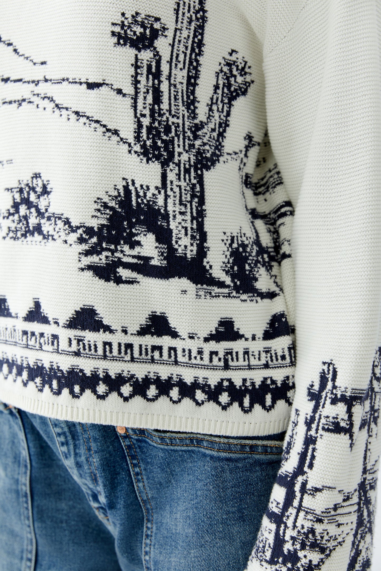 Oui Cactus Print Sweater 94263
