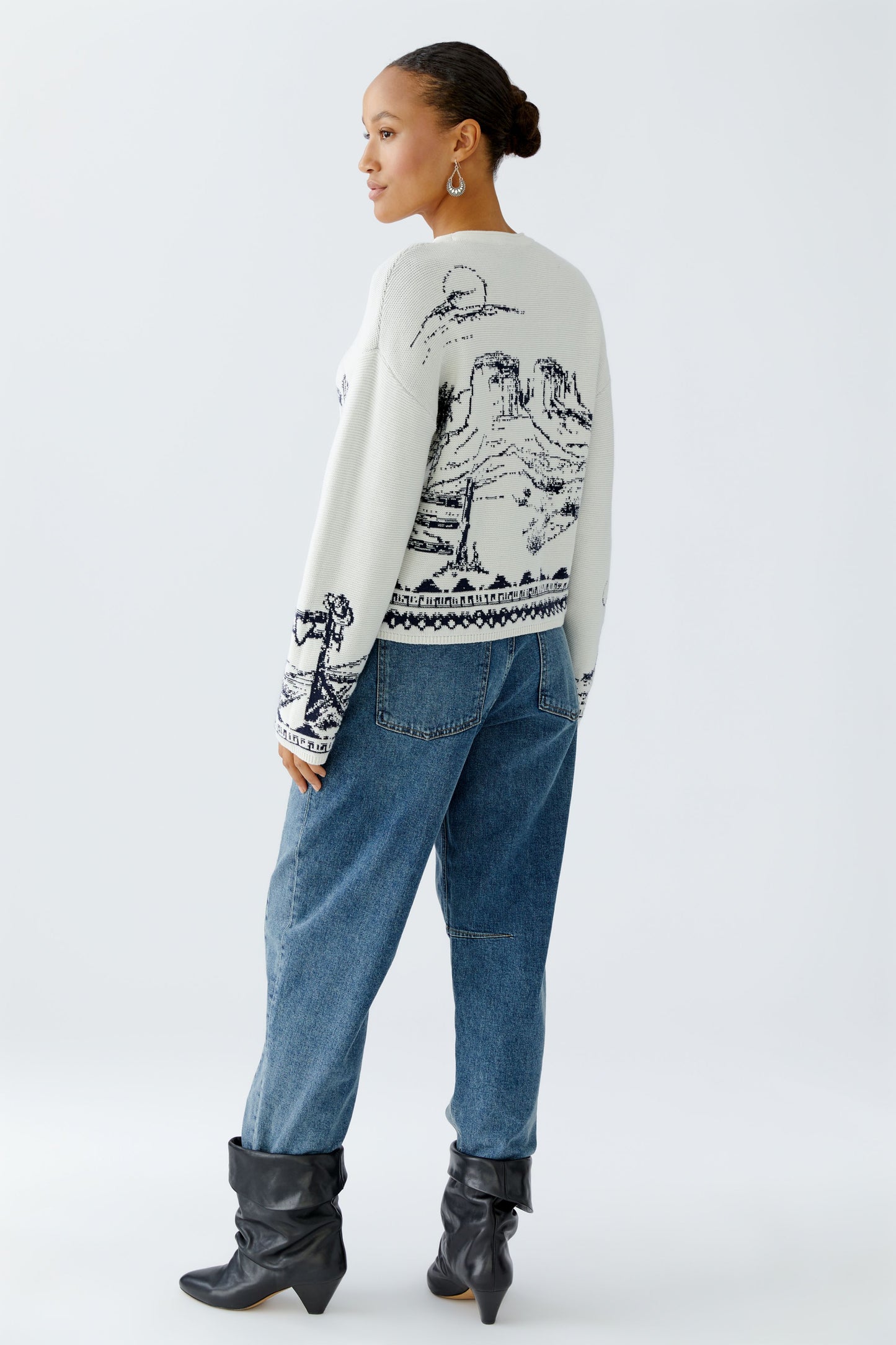 Oui Cactus Print Sweater 94263