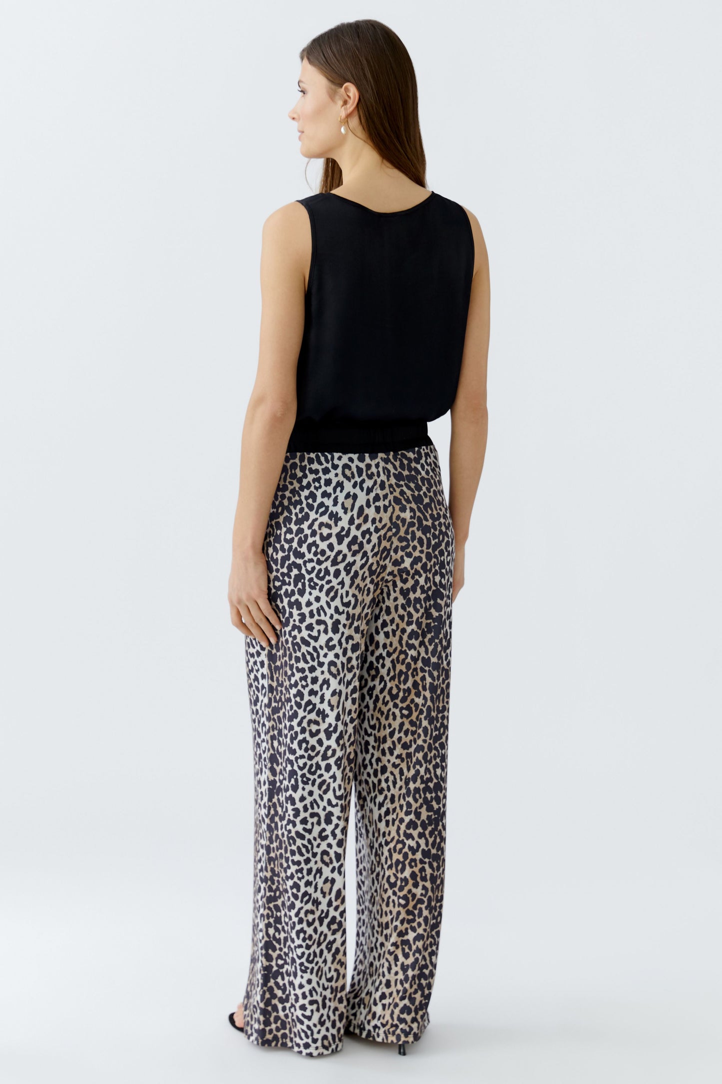 Oui Animal Print Jersey Trousers 93782