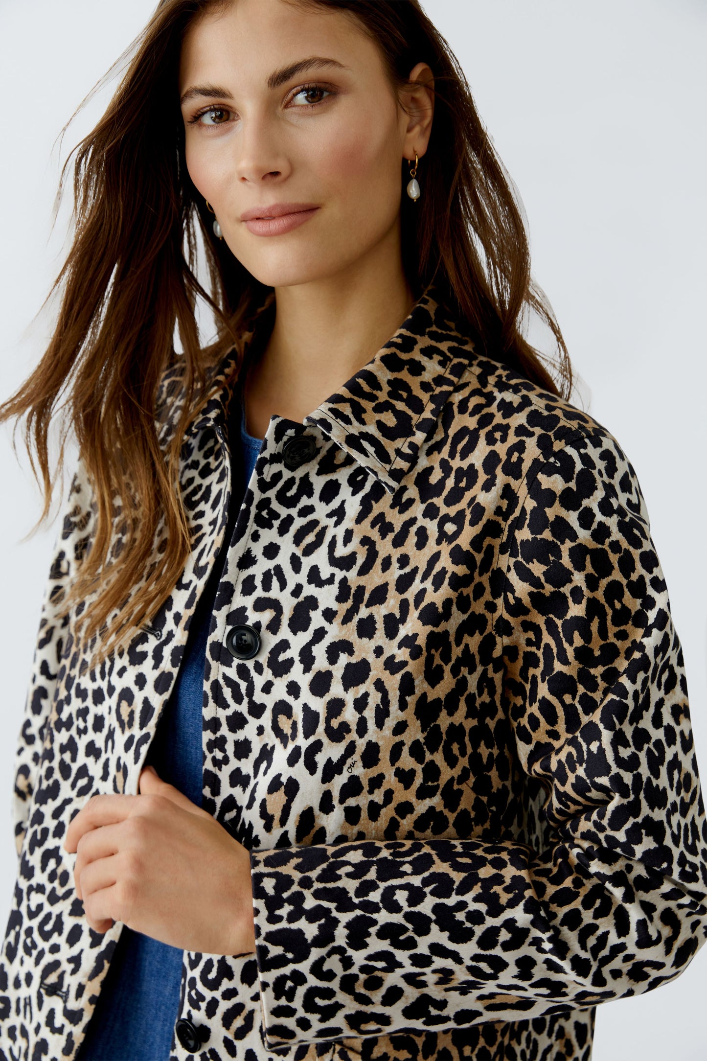 Oui Animal Print Cotton Raincoat 93835