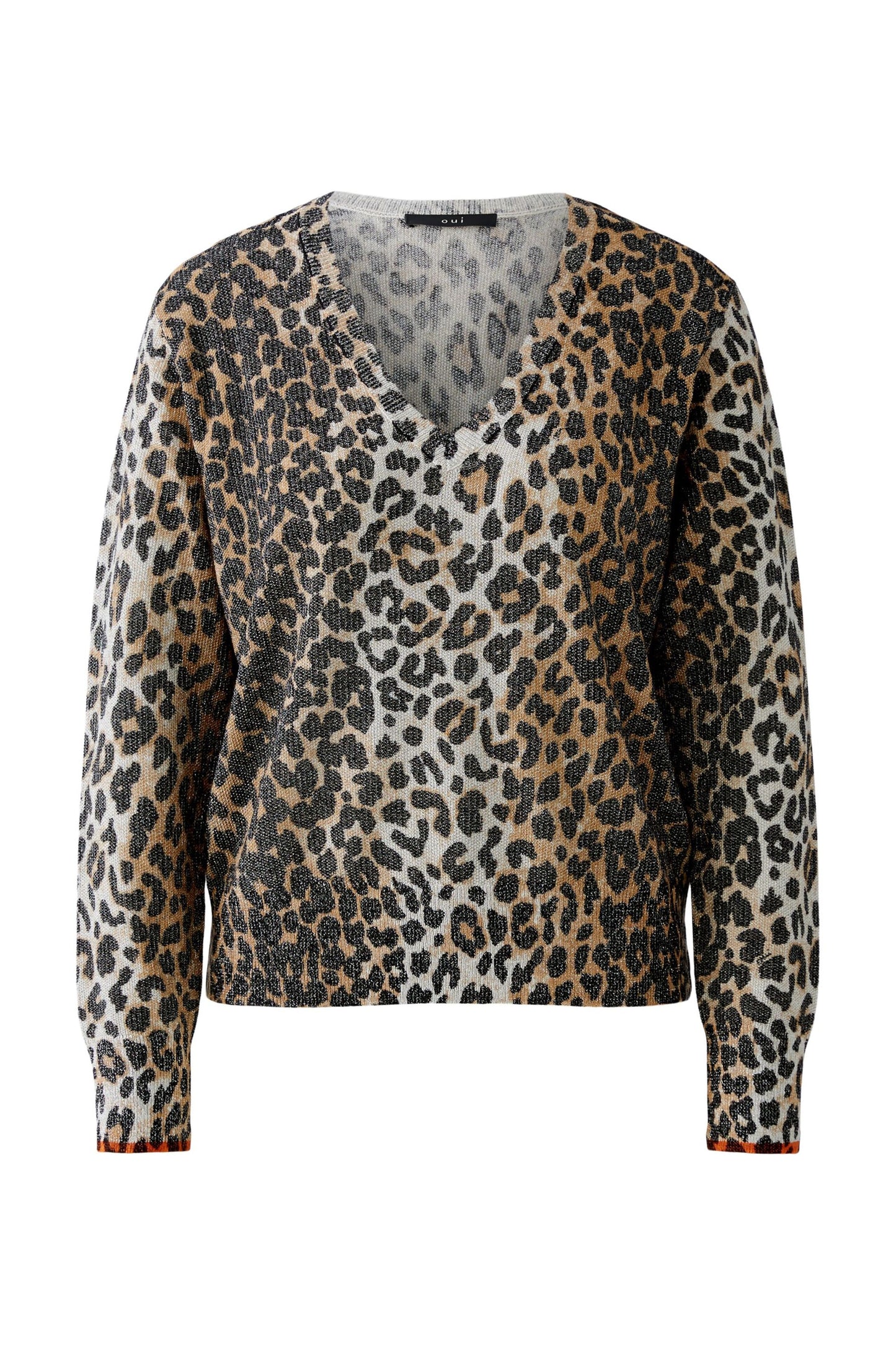 Oui Animal Print Sparkly Sweater 93913