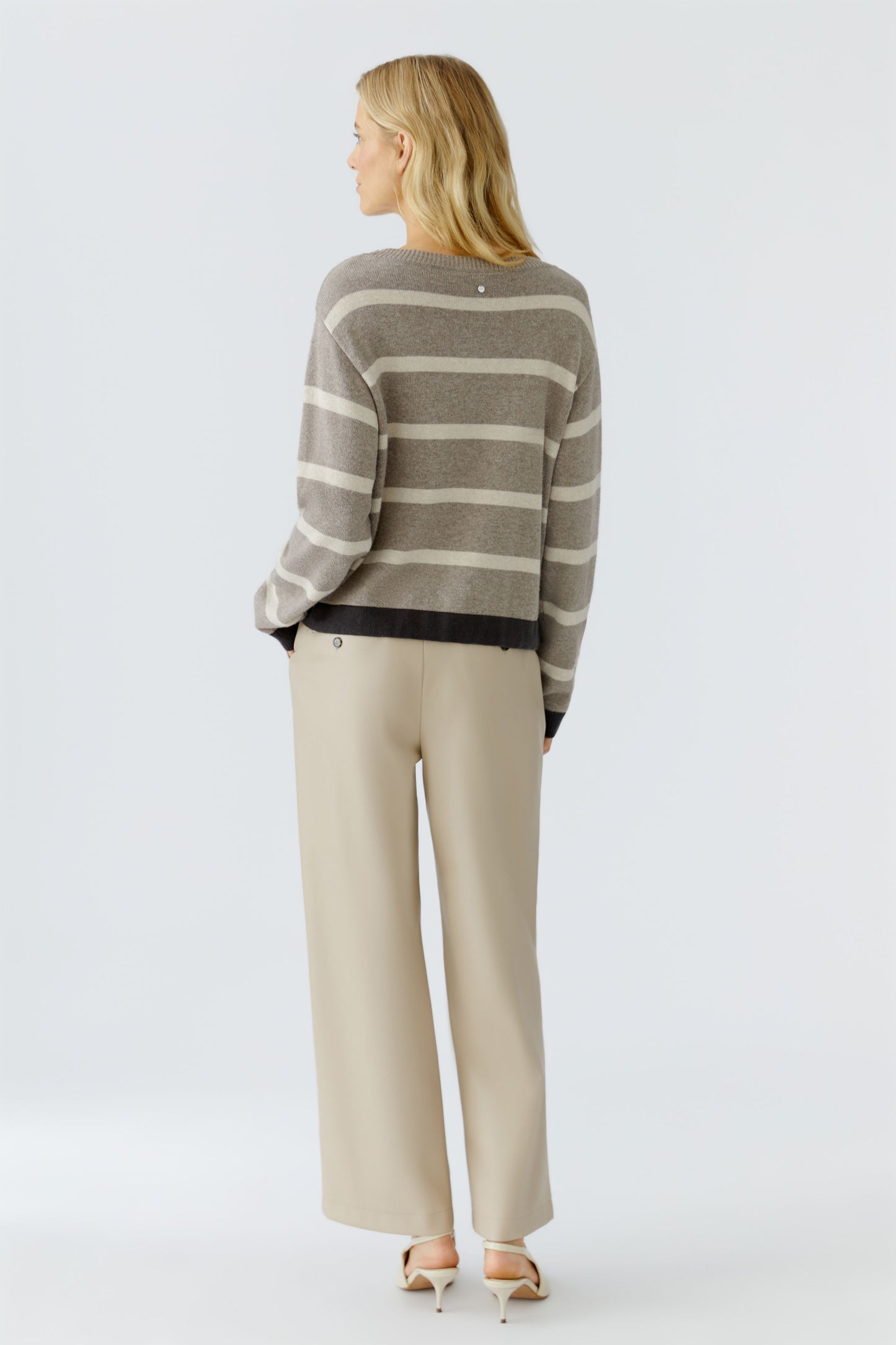 Oui Cream/Brown Sweater 94255