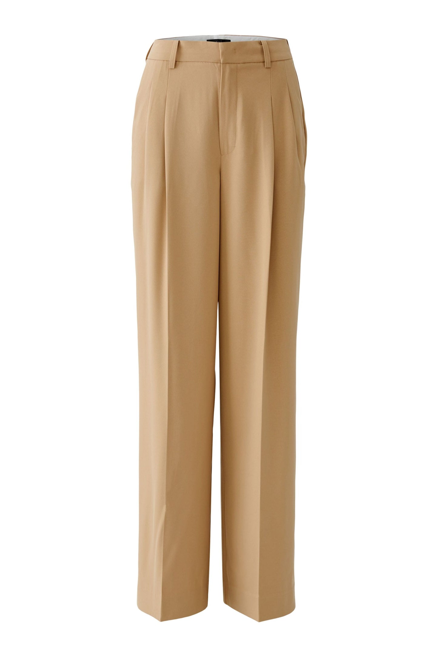 Oui Tan Wide Leg Drapey Trousers 93766