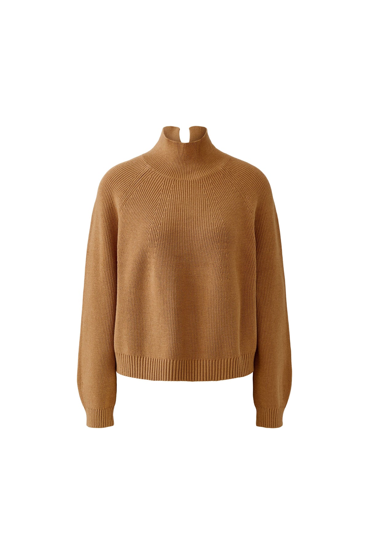 Oui Camel Split Neck Sweater 99829