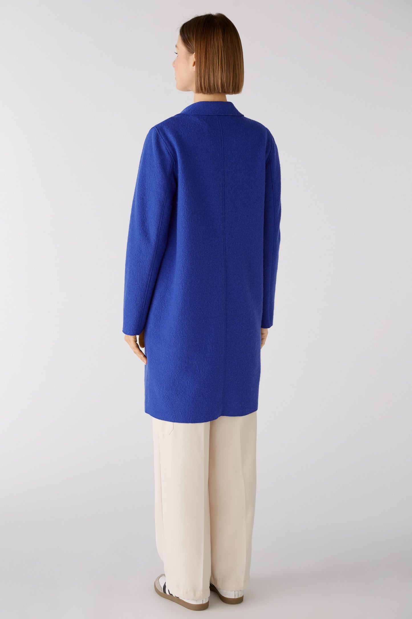 Oui Royal Blue Boiled Wool Coat