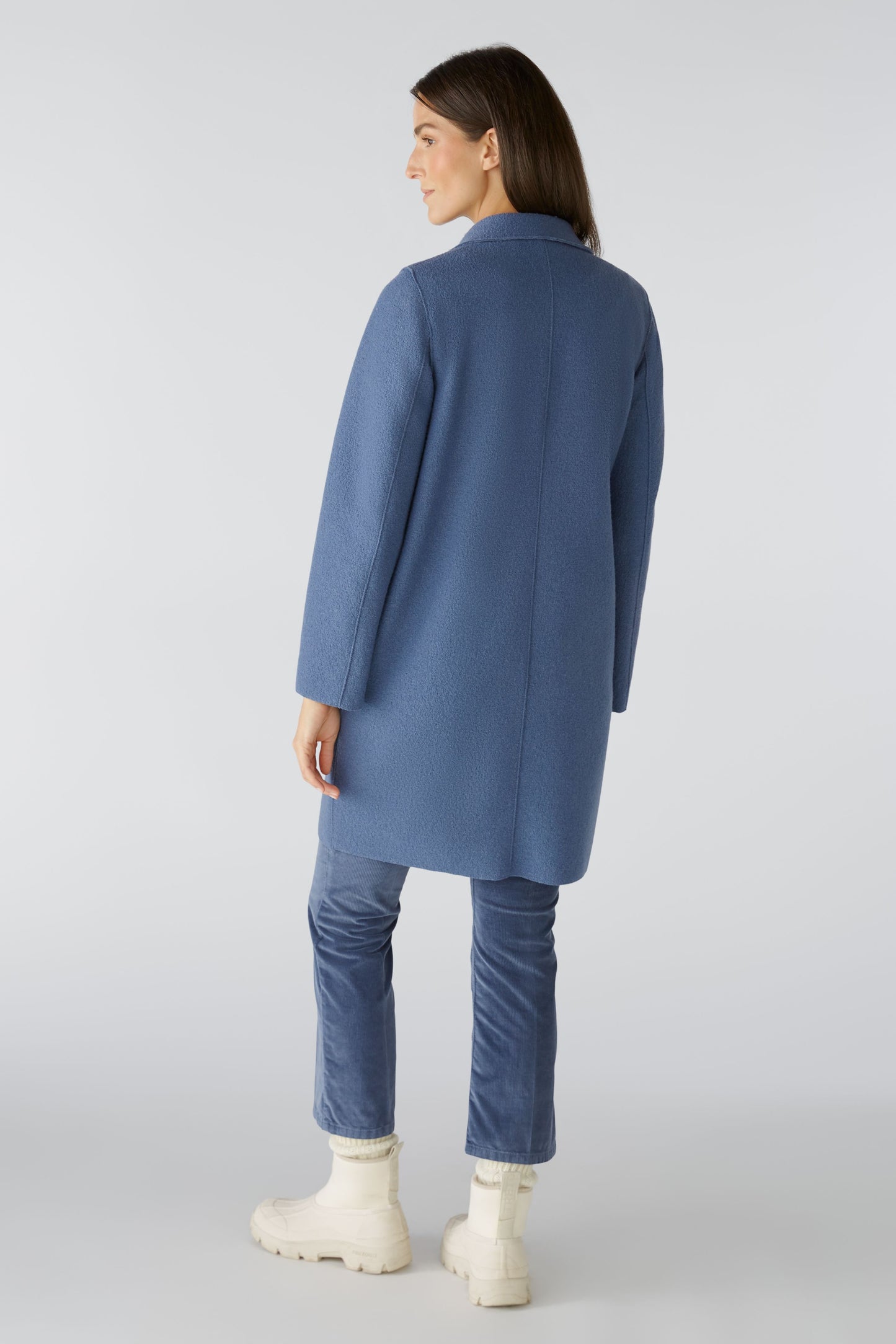 Oui Denim Blue Boiled Wool Coat