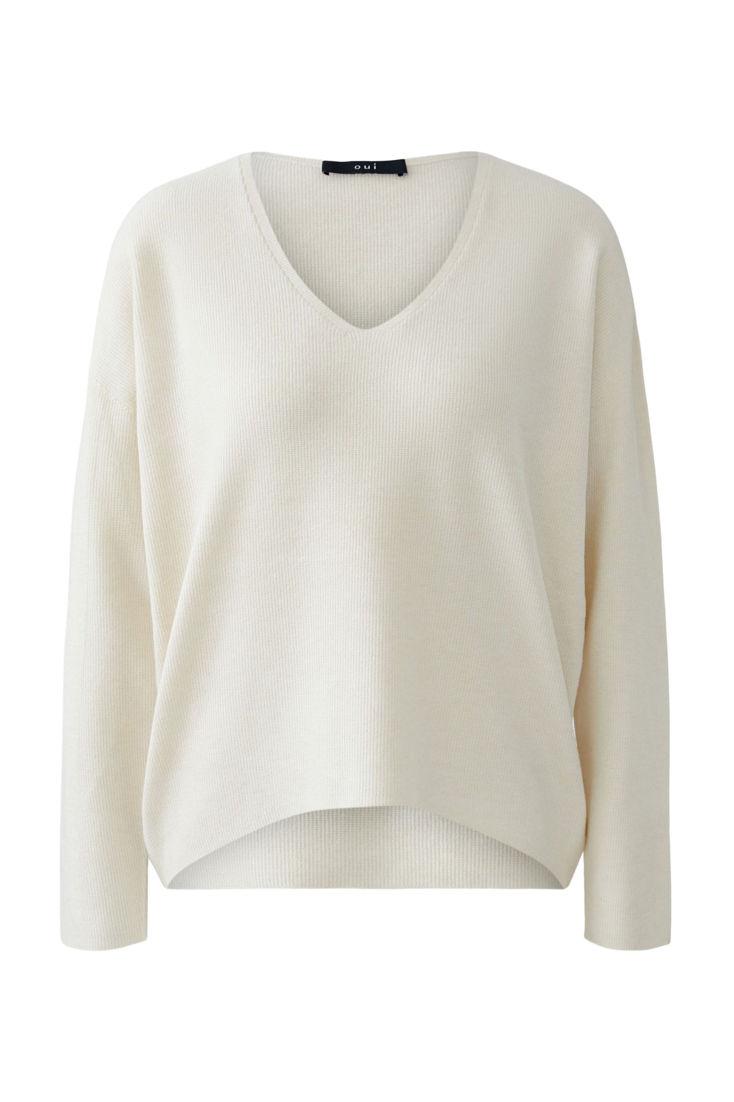 Oui Cream Simple Non Wool Sweater 93708