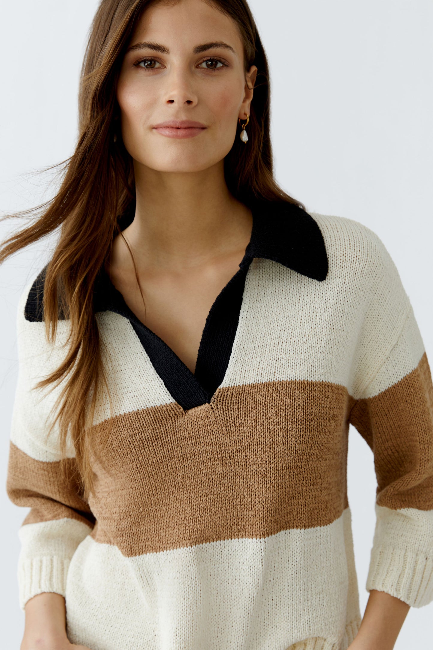 Oui Cream/Black Sweater 93716