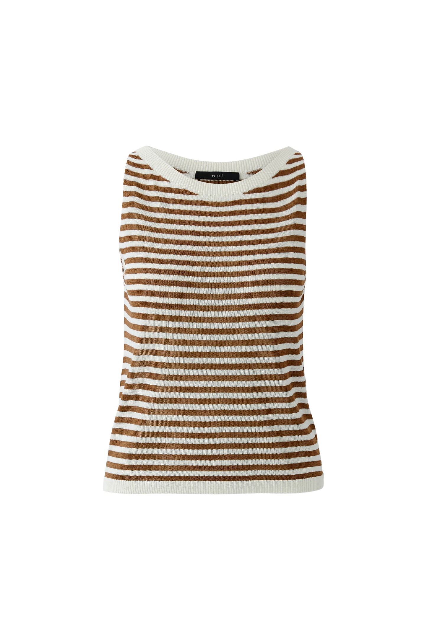 Oui White/Brown Stripe Vest 97280