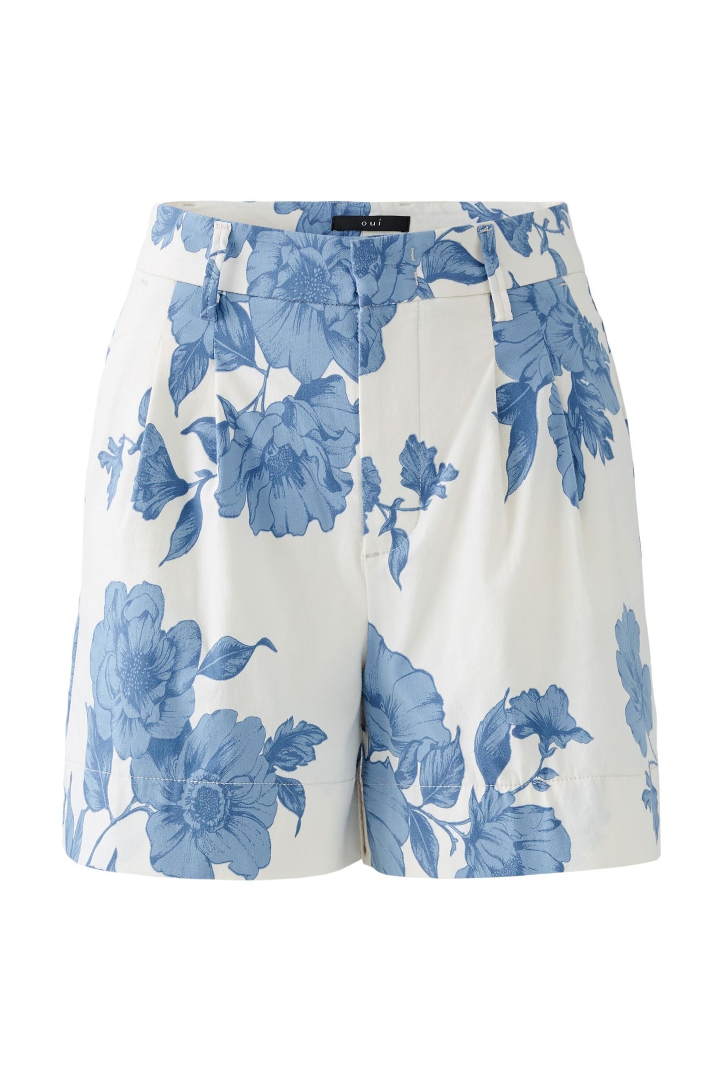 Oui Rose Print Short Shorts Blue/White 93235